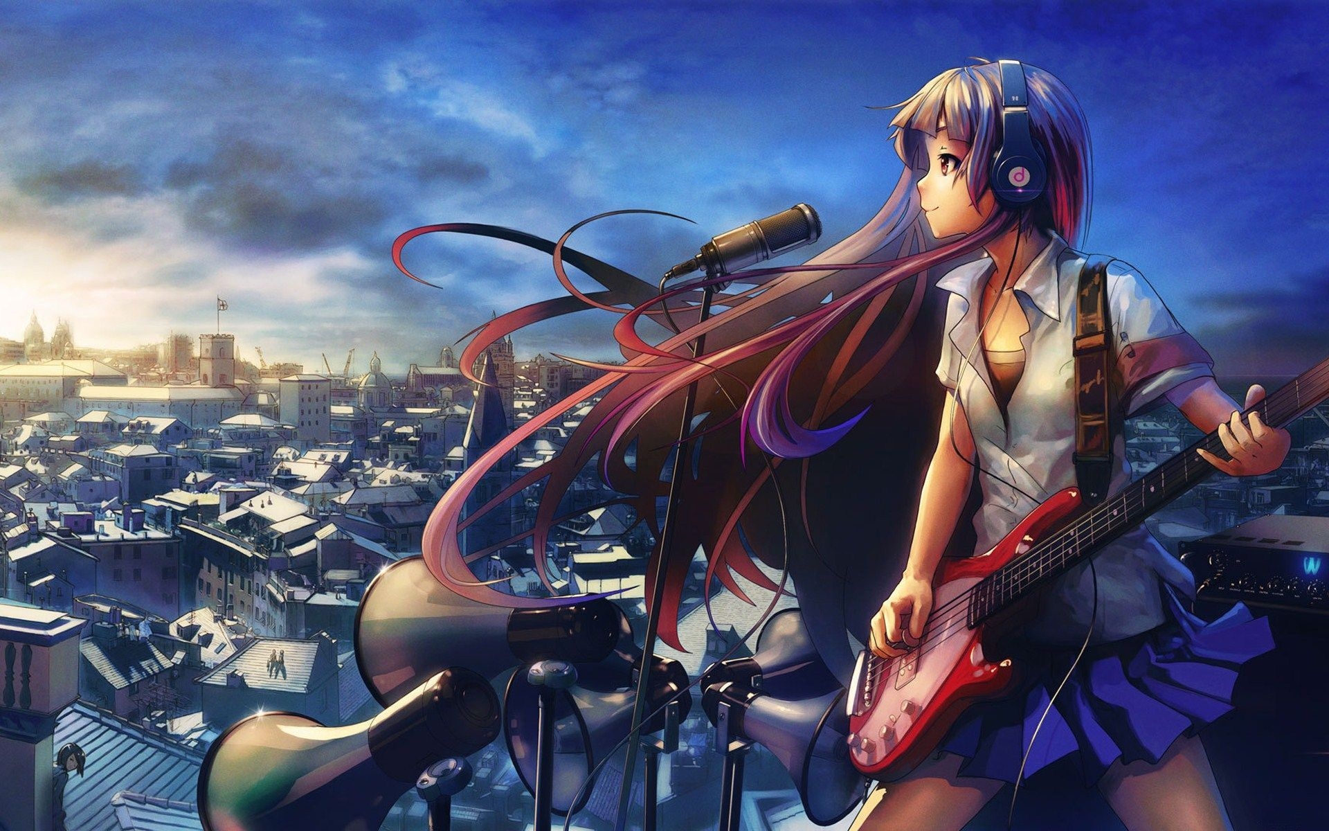 1920x1200 Anime Girls With Guitar Desktop HD Wallpaper in HD HQ Picture. Anime, Hình ảnh, Nhạc điện tử, Desktop