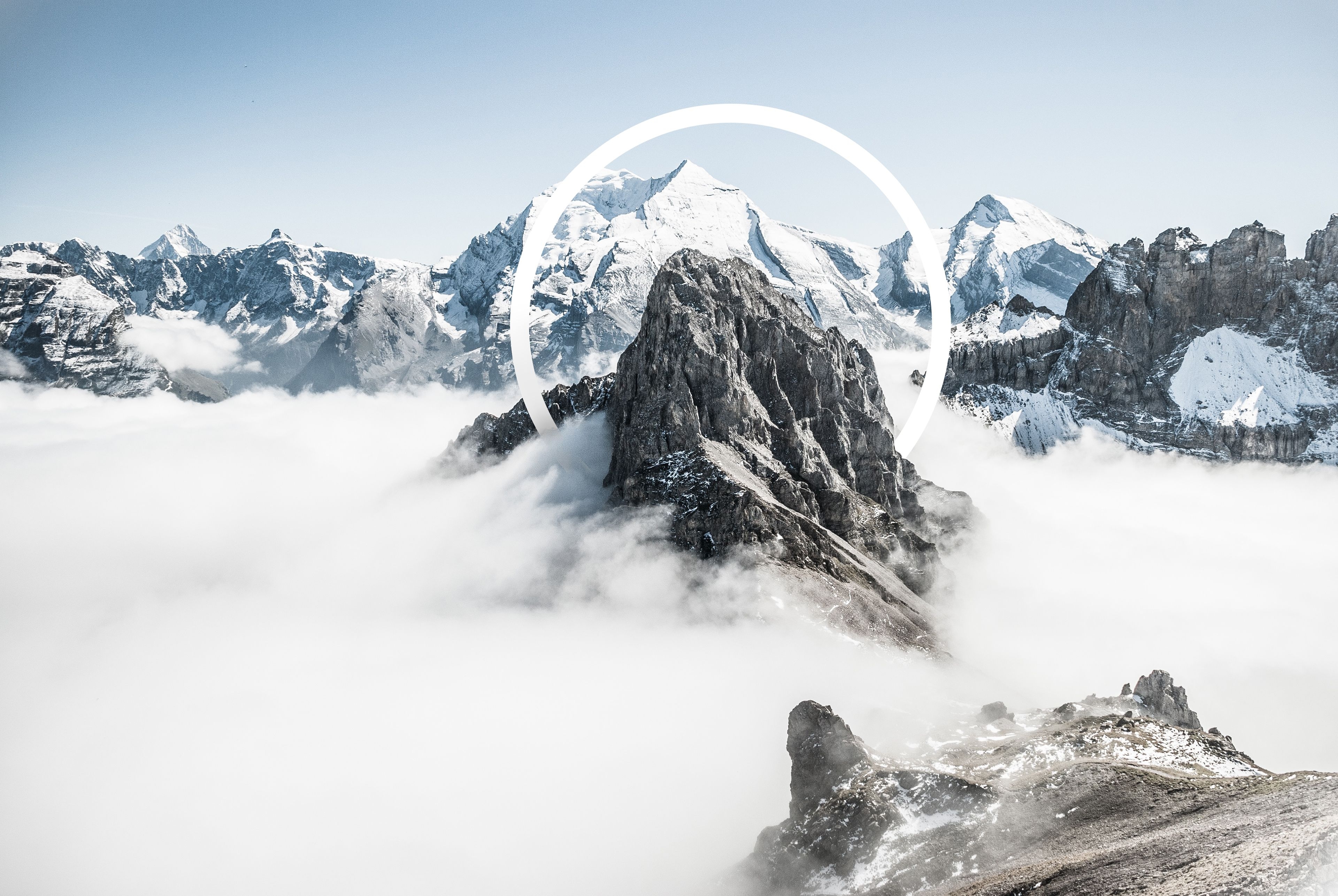 3840x2580 Wallpaper Snow mountains, Geometric, Landscape, Winter, 4K, Nature, Desktop