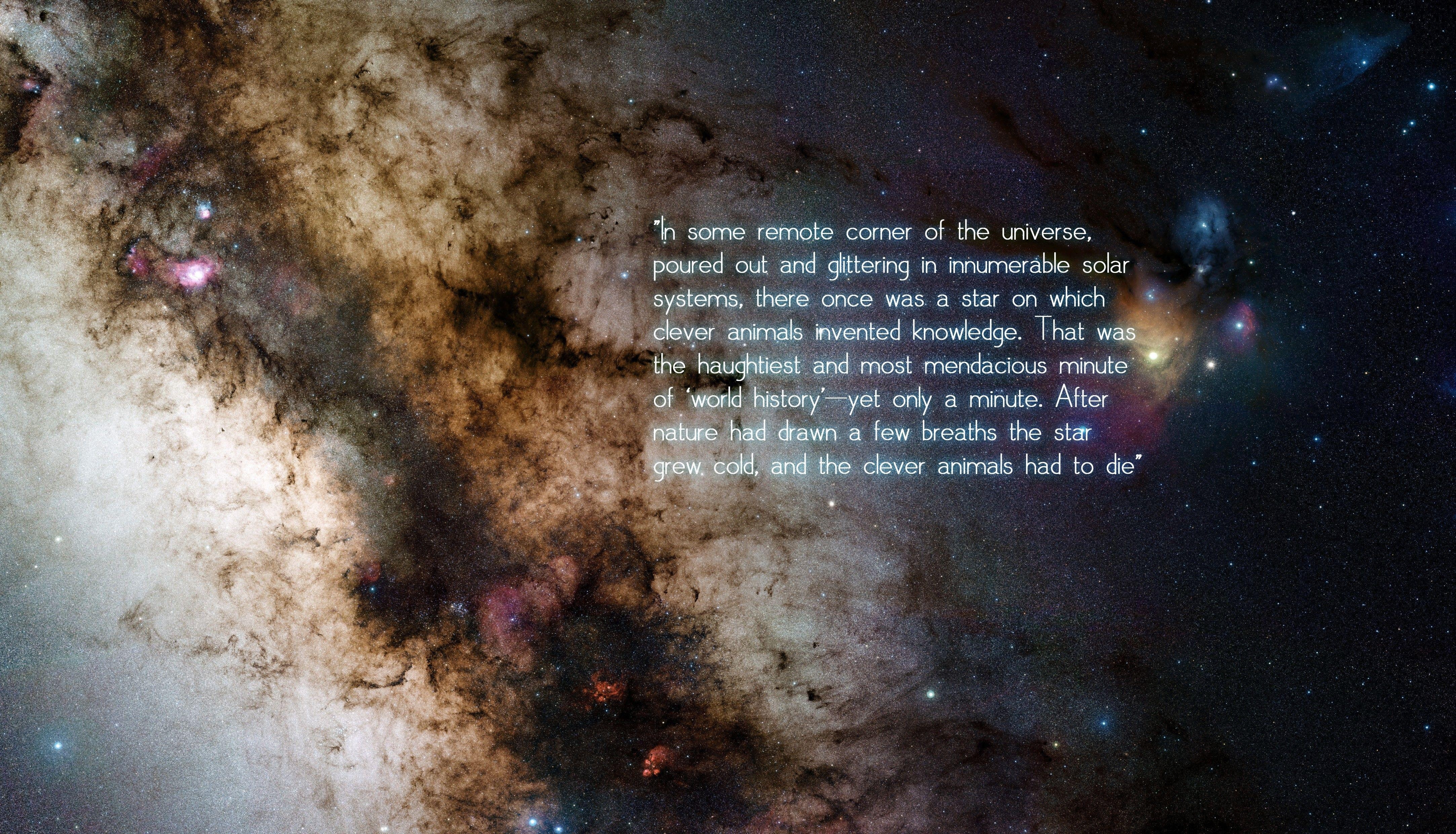 4340x2480 universe, Space, Stars, Quote, Friedrich Nietzsche, Philosophy, Desktop