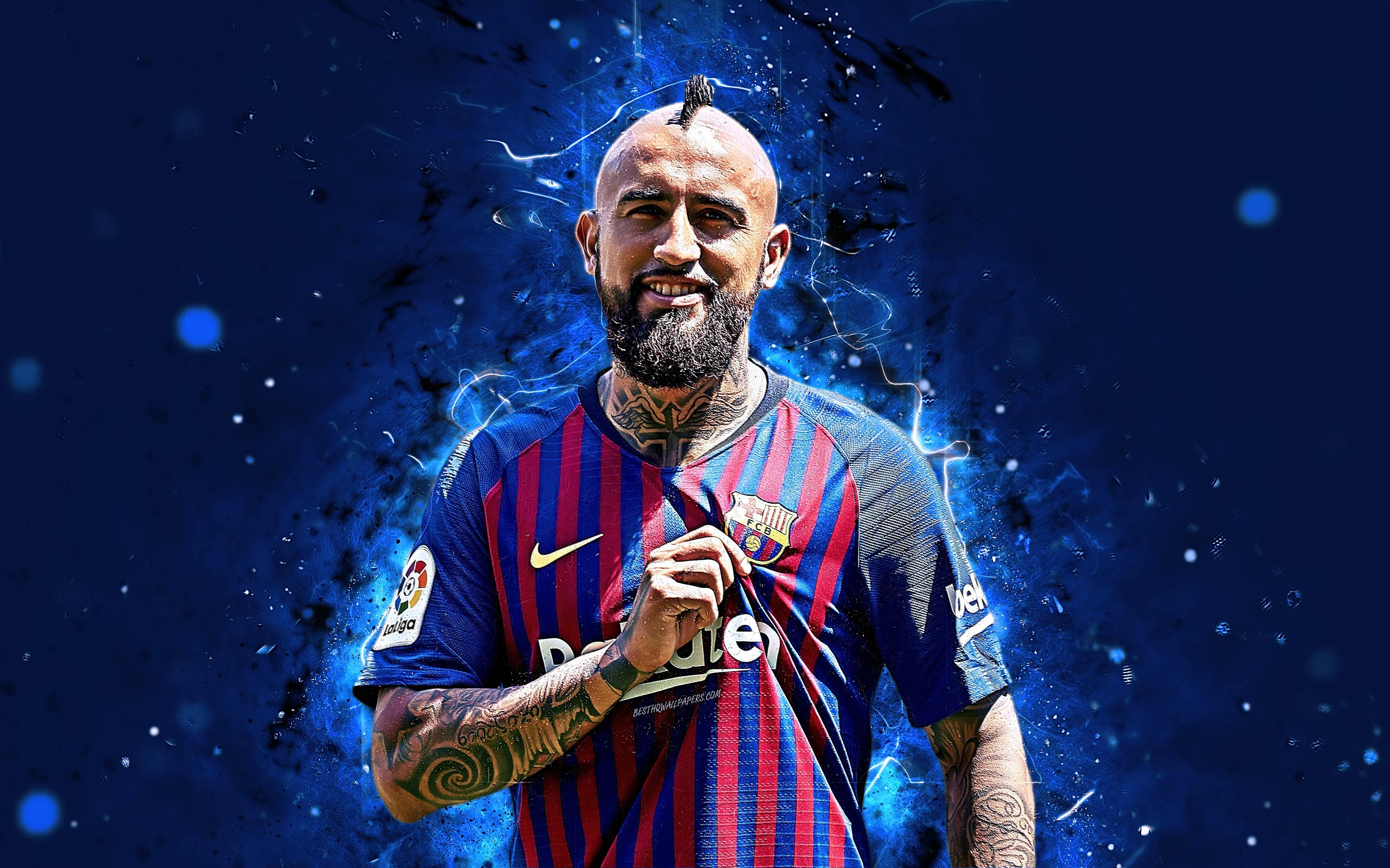 3840x2400 Download wallpaper Arturo Vidal, 4k, abstract art, football, Desktop