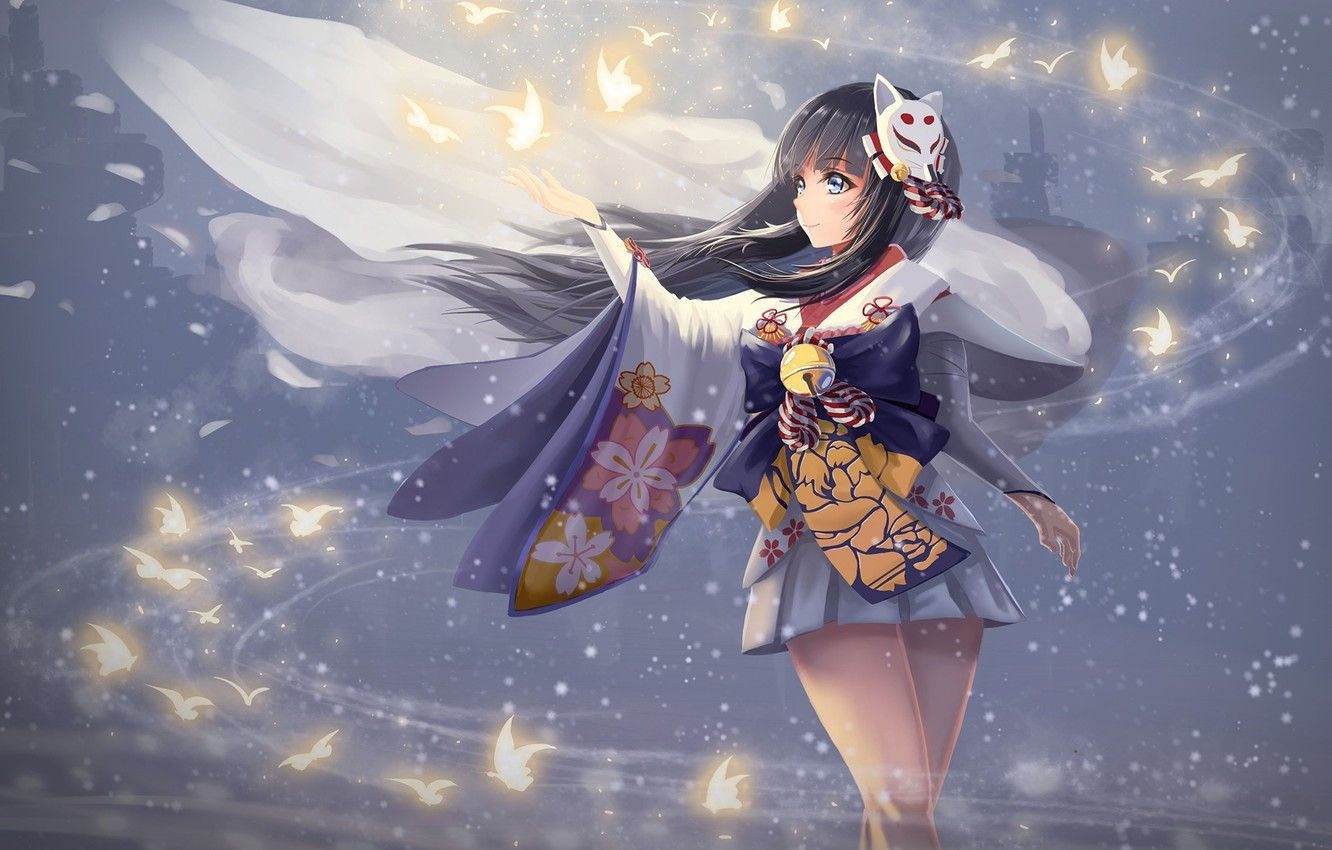 1340x850 Wallpaper girl, fox, pretty, asian.anime.goodfon.com, Desktop
