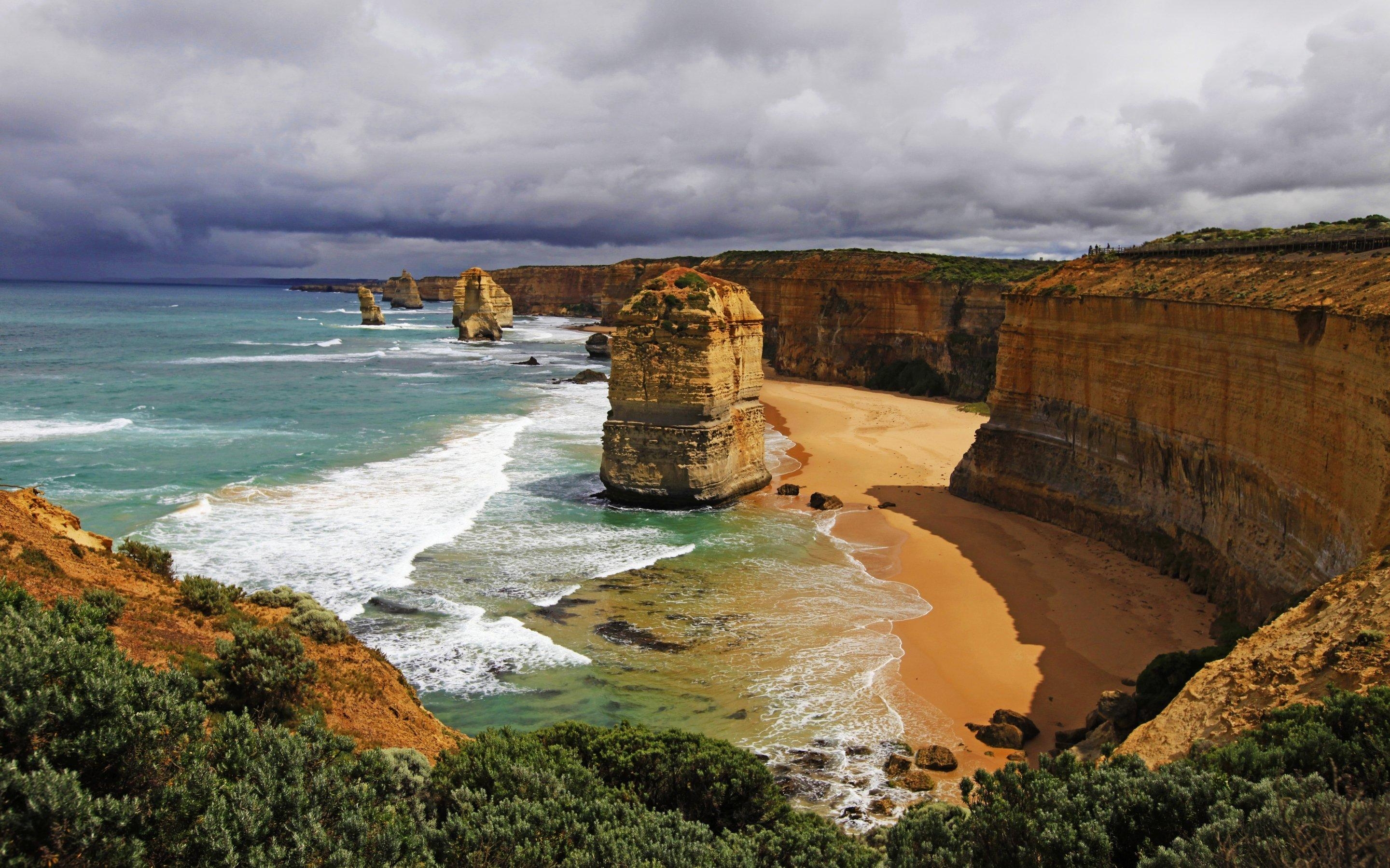 2880x1800 Clouds Australia Victoria Coastline Great Ocean Road Limestone, Desktop