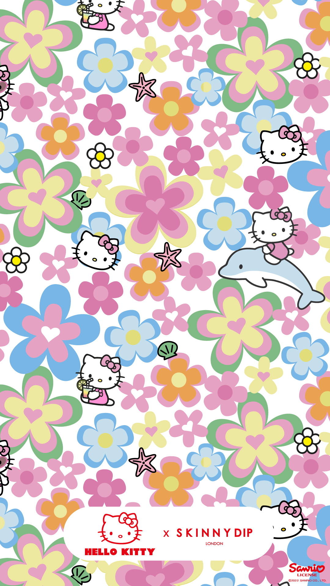 1080x1920 Hello Kitty x Skinnydip Summer Phone Wallpaper, Phone