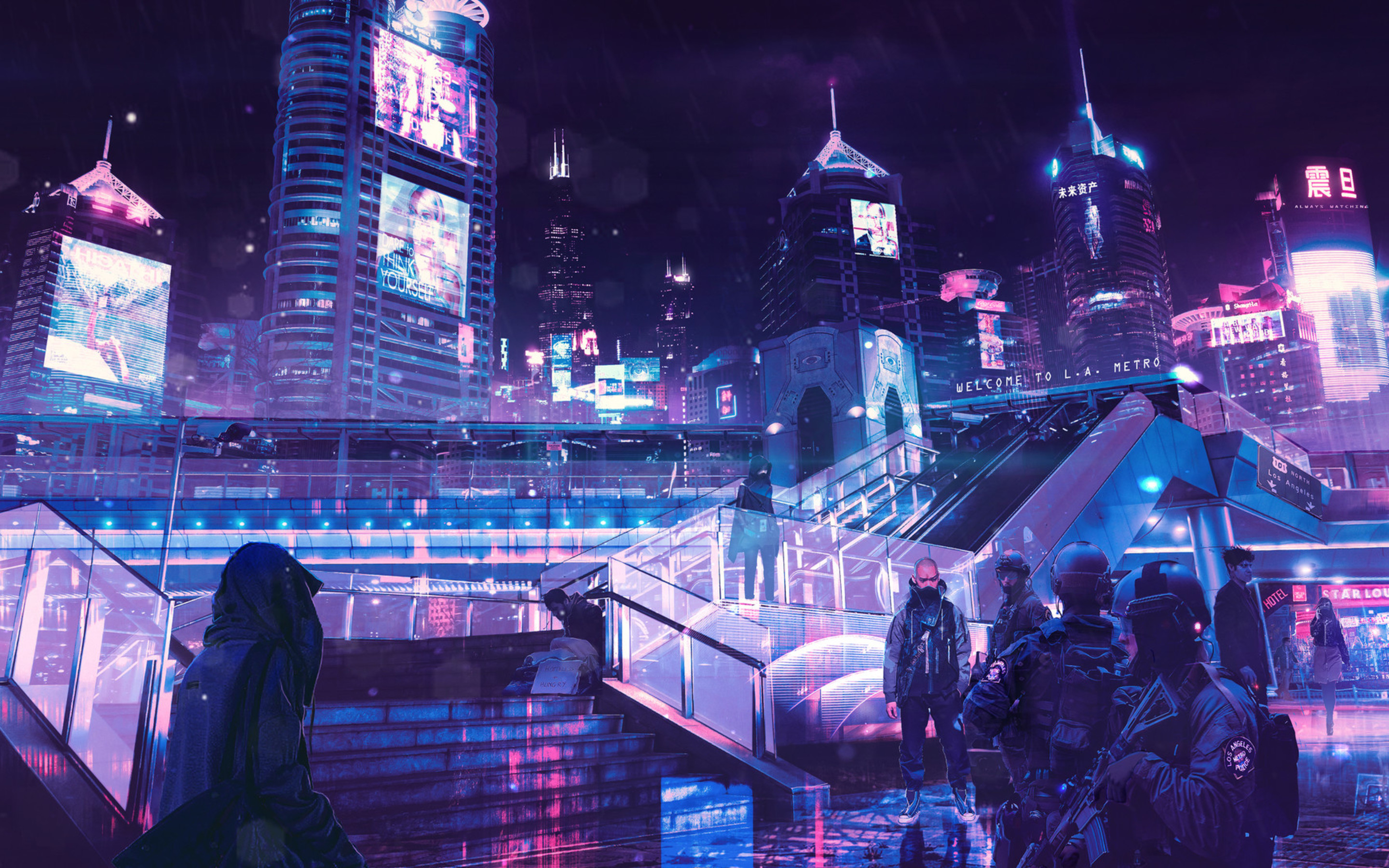 2880x1800 Cyberpunk Neon City Macbook Pro Retina HD 4k Wallpaper, Desktop