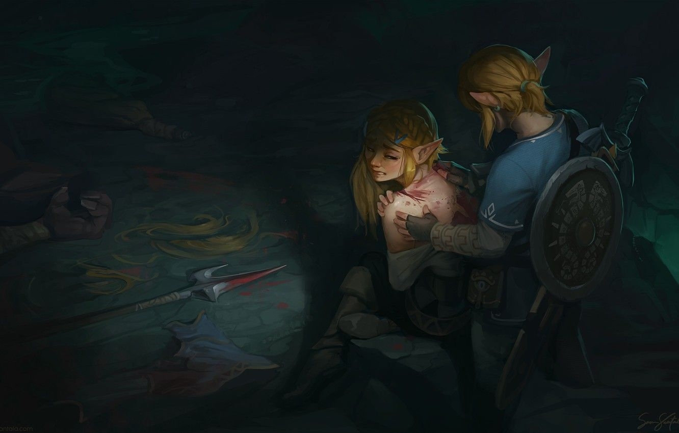 1340x850 Wallpaper two, wound, Fan Art, Link, Zelda, The Legend of Zelda: Breath of the Wild image for desktop, section игры, Desktop