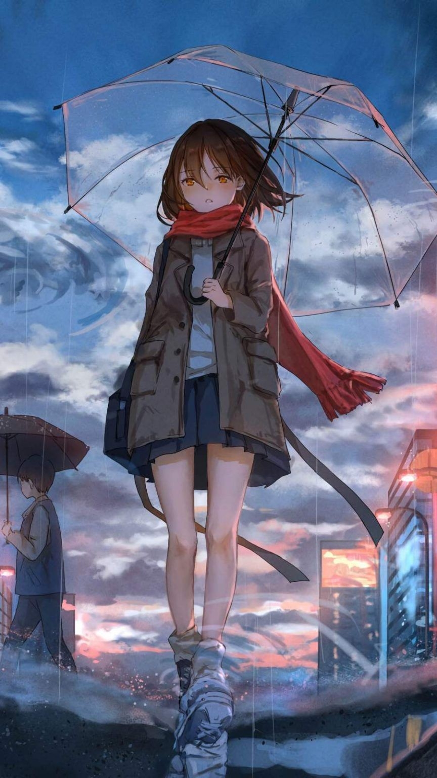 870x1540 Anime Girl in Rain Wallpaper 4K of Wallpaper for Andriod, Phone