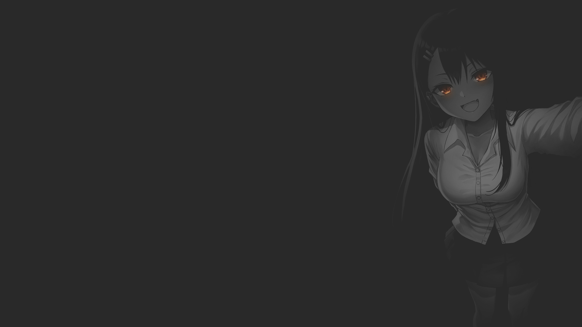 1920x1080 dark background, Nagatoro Hayase, Seungju Lee, Please dont bully me, monochrome, fan art, uniform, anime, minimalism, Nagatoro, anime girls, manga Gallery HD Wallpaper, Desktop