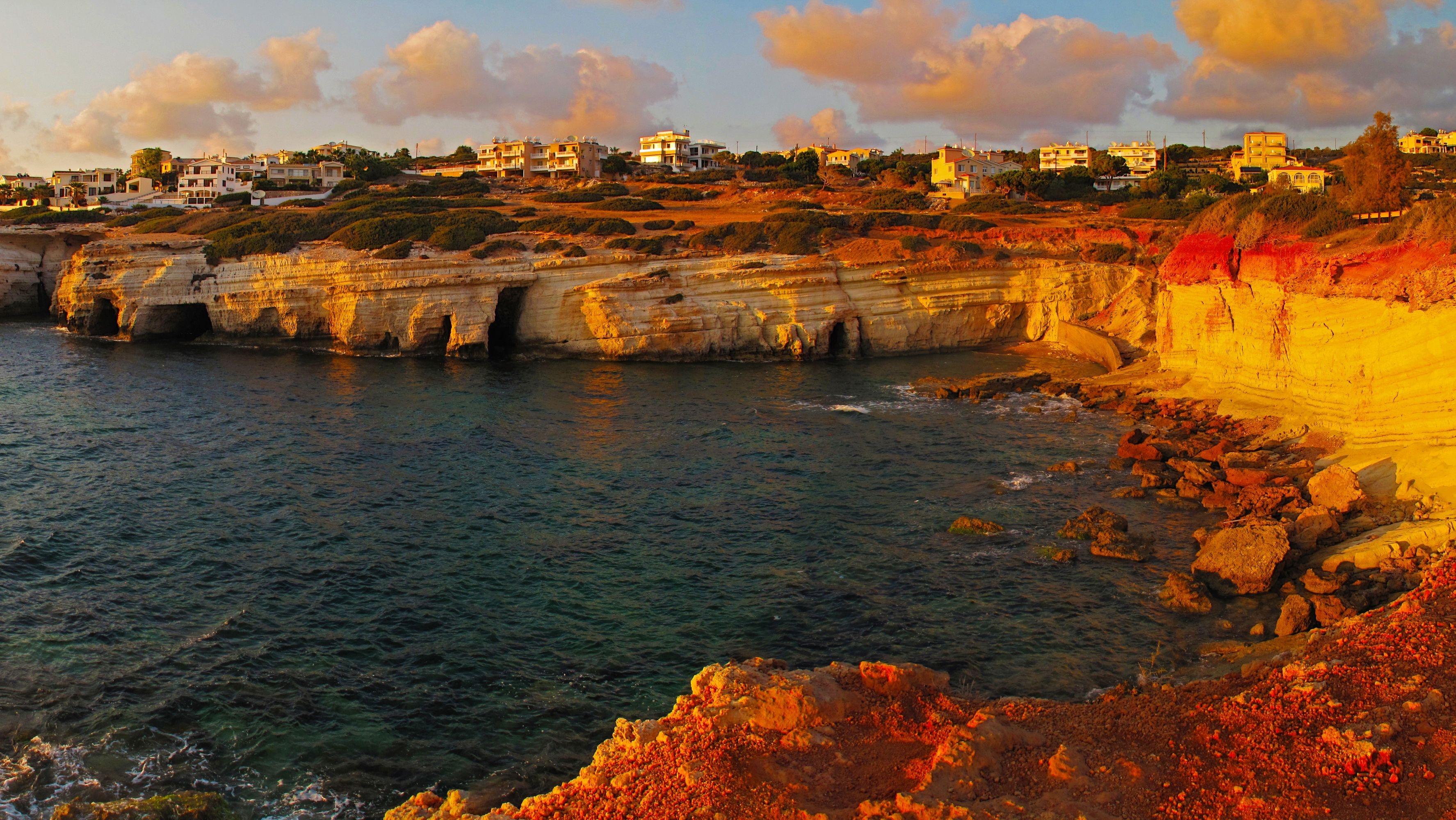 3550x2000 Photo Cyprus Pegeia Coast Cities Building, Desktop