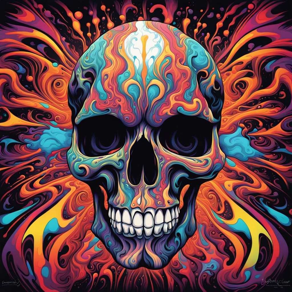 1030x1030 Psychedelic Skull Vortex, Phone