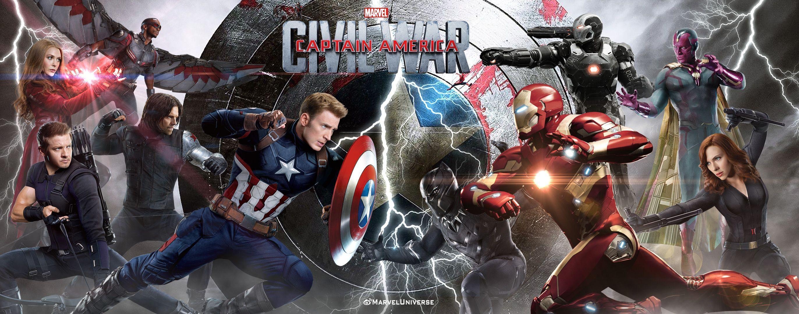 2750x1080 Captain America Civil War wallpaper, Dual Screen