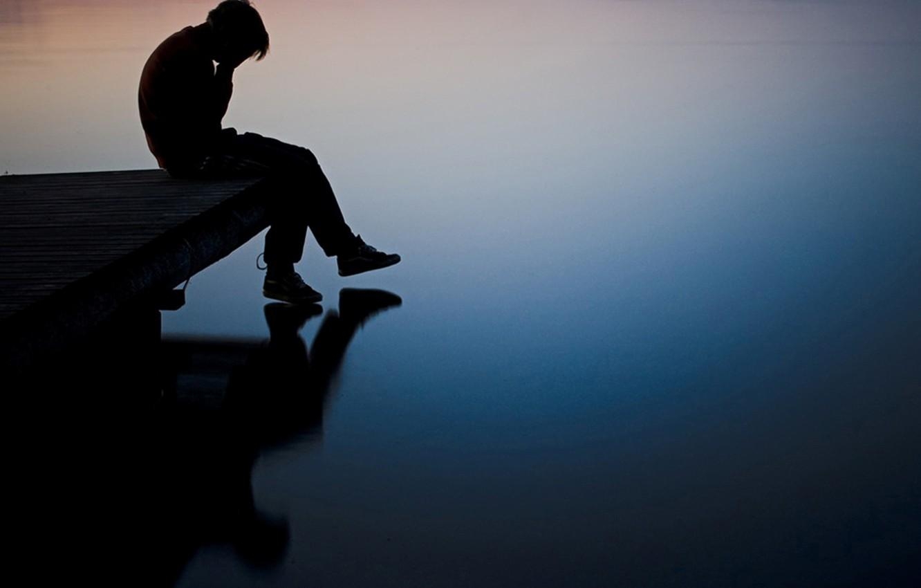 1340x850 Wallpaper sadness, river, boy, pierce, Guy, depression, Desktop