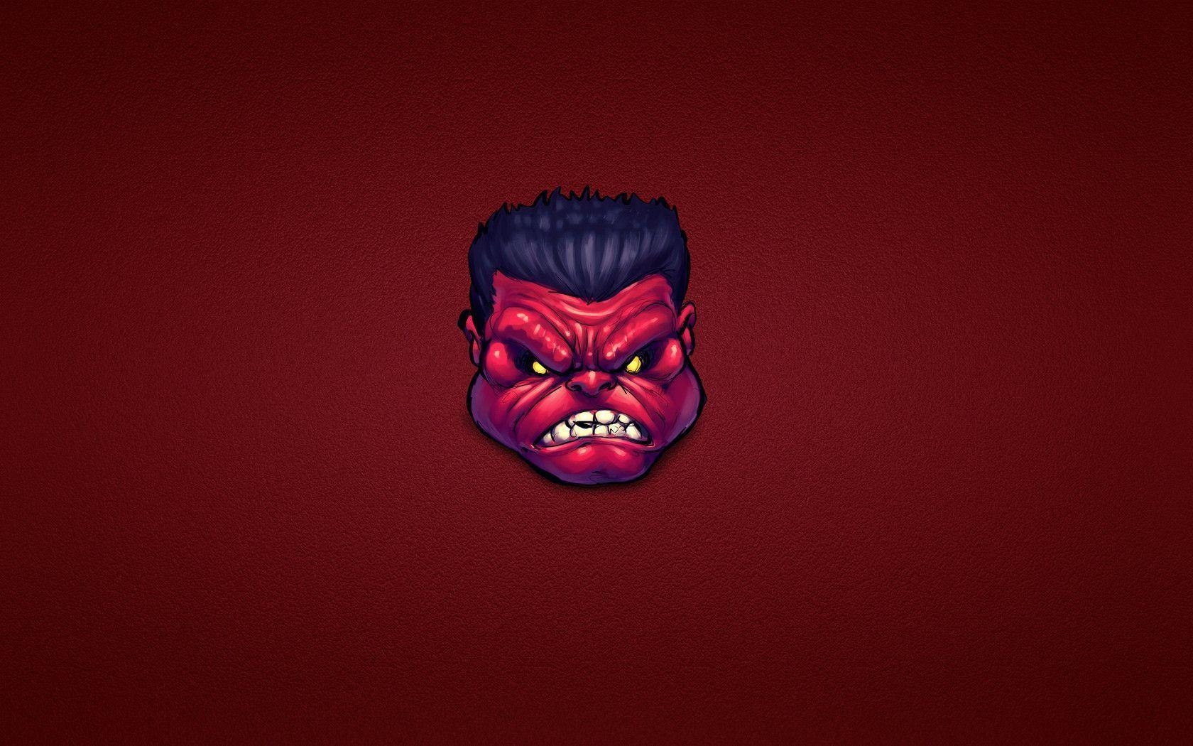 1680x1050 Download wallpaper Red Hulk, comic strip, minimalism free desktop, Desktop