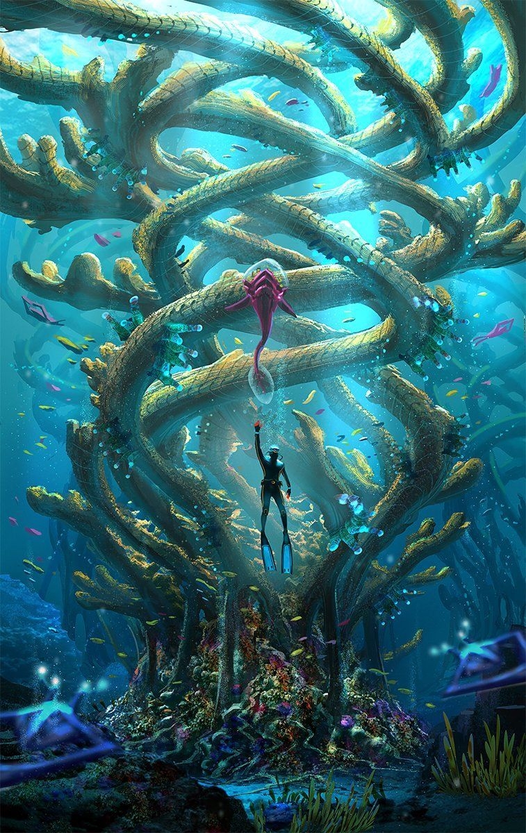 760x1200 The Infinite Tree Concept For Subnautica Artwork The Inf. Subnautica Concept Art, Fantasy Landscape, Art, Phone