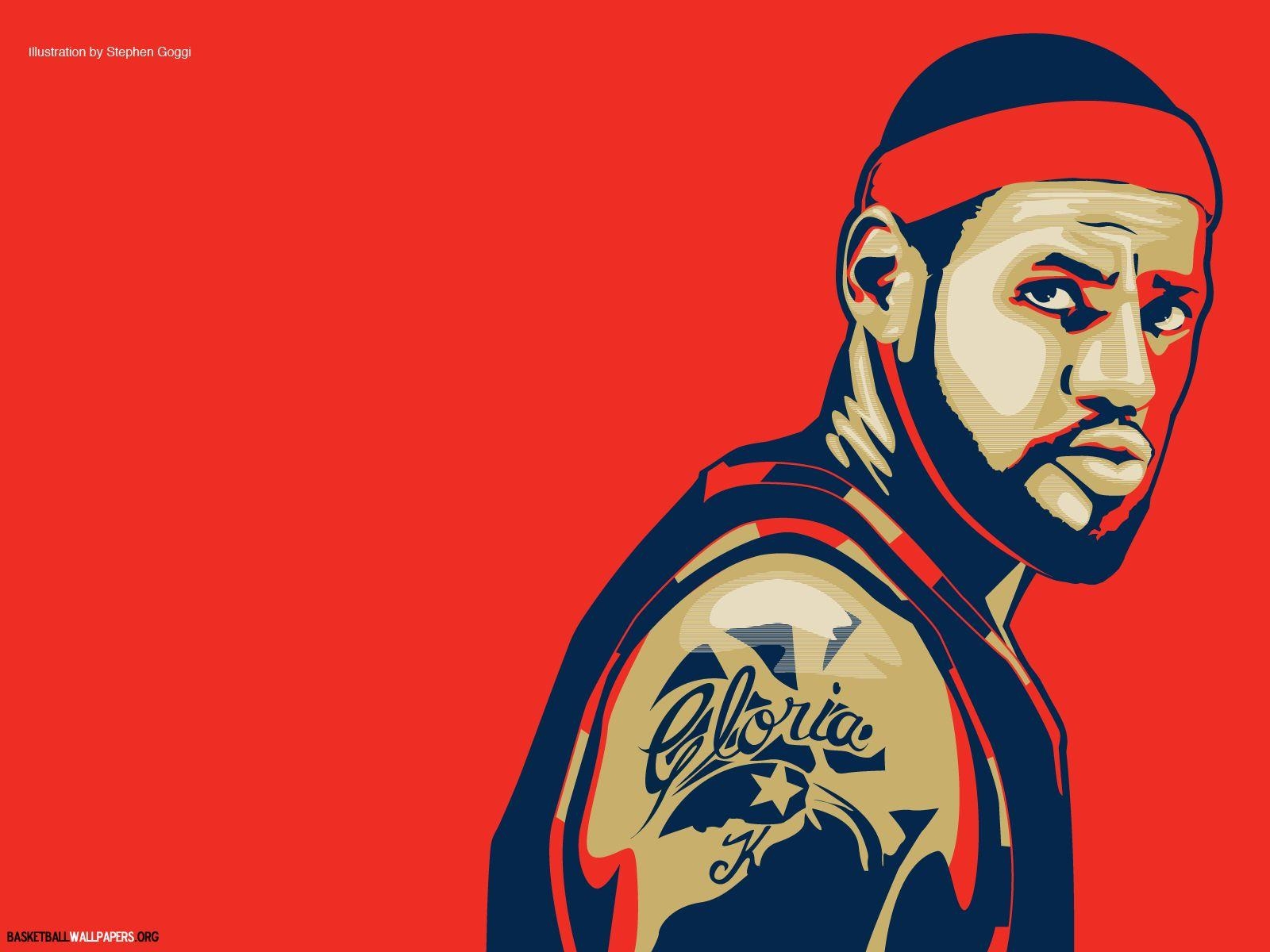 1600x1200 Lebron James illustration red Wallpaper, Desktop