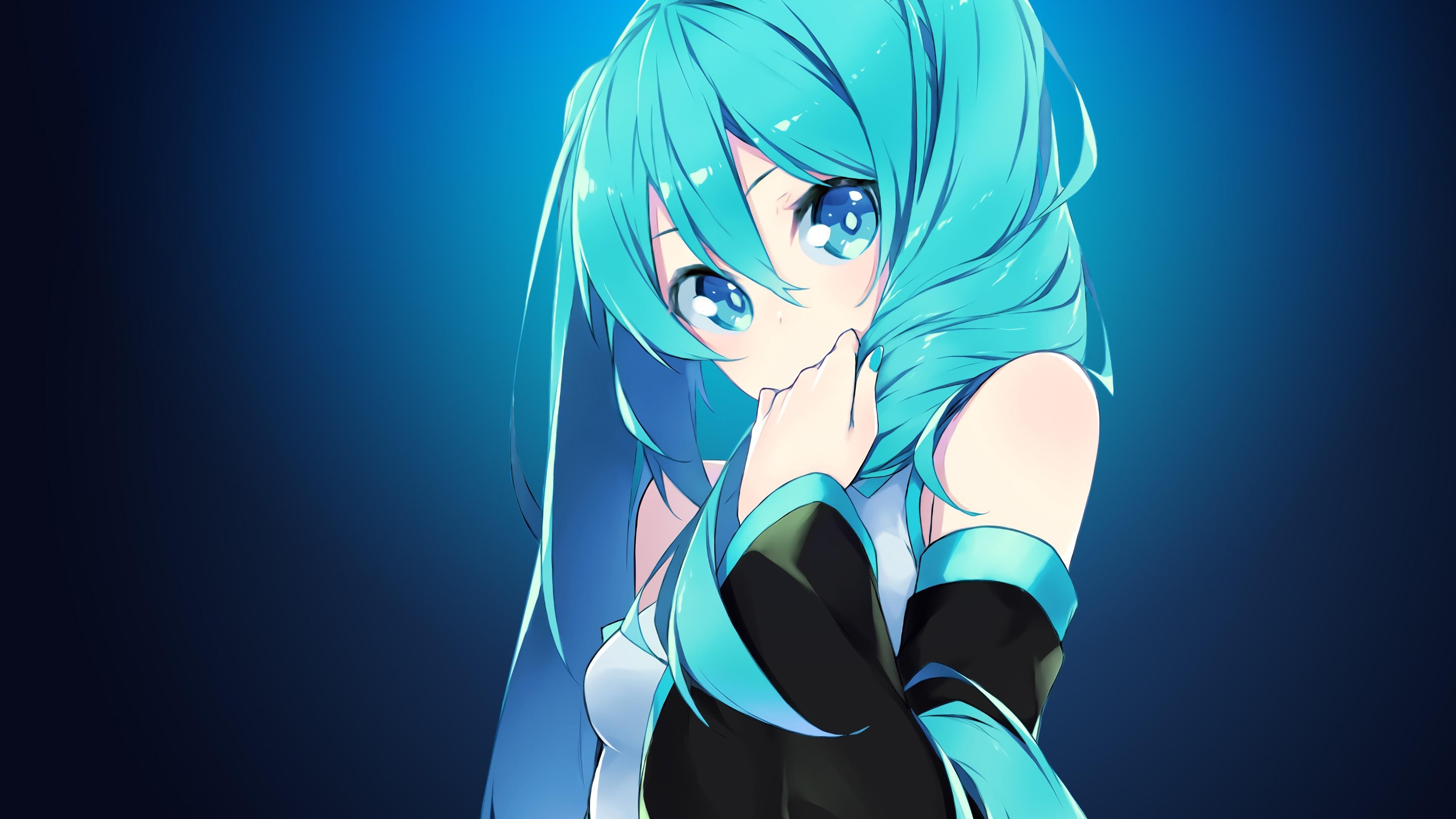 3840x2160 Cute Sad Blue Hair Anime Girl Wallpaper and Free, Desktop