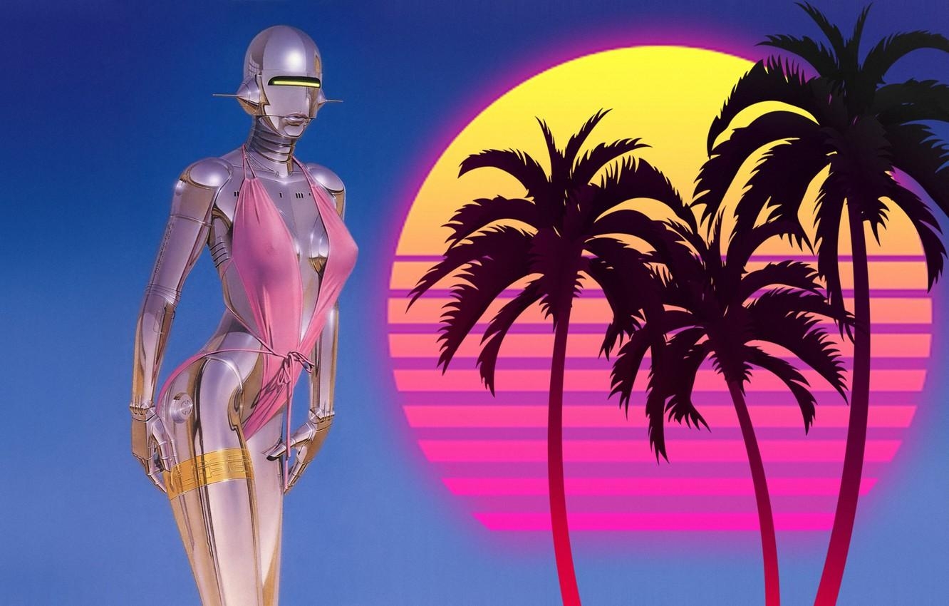 1340x850 Wallpaper Music, Girl, 80s, Robot, 80's, Synth, Retrowave, Synthwave, New Retro Wave, madeinkipish, Futuresynth, Sintav, Retrouve, Outrun image for desktop, section арт, Desktop