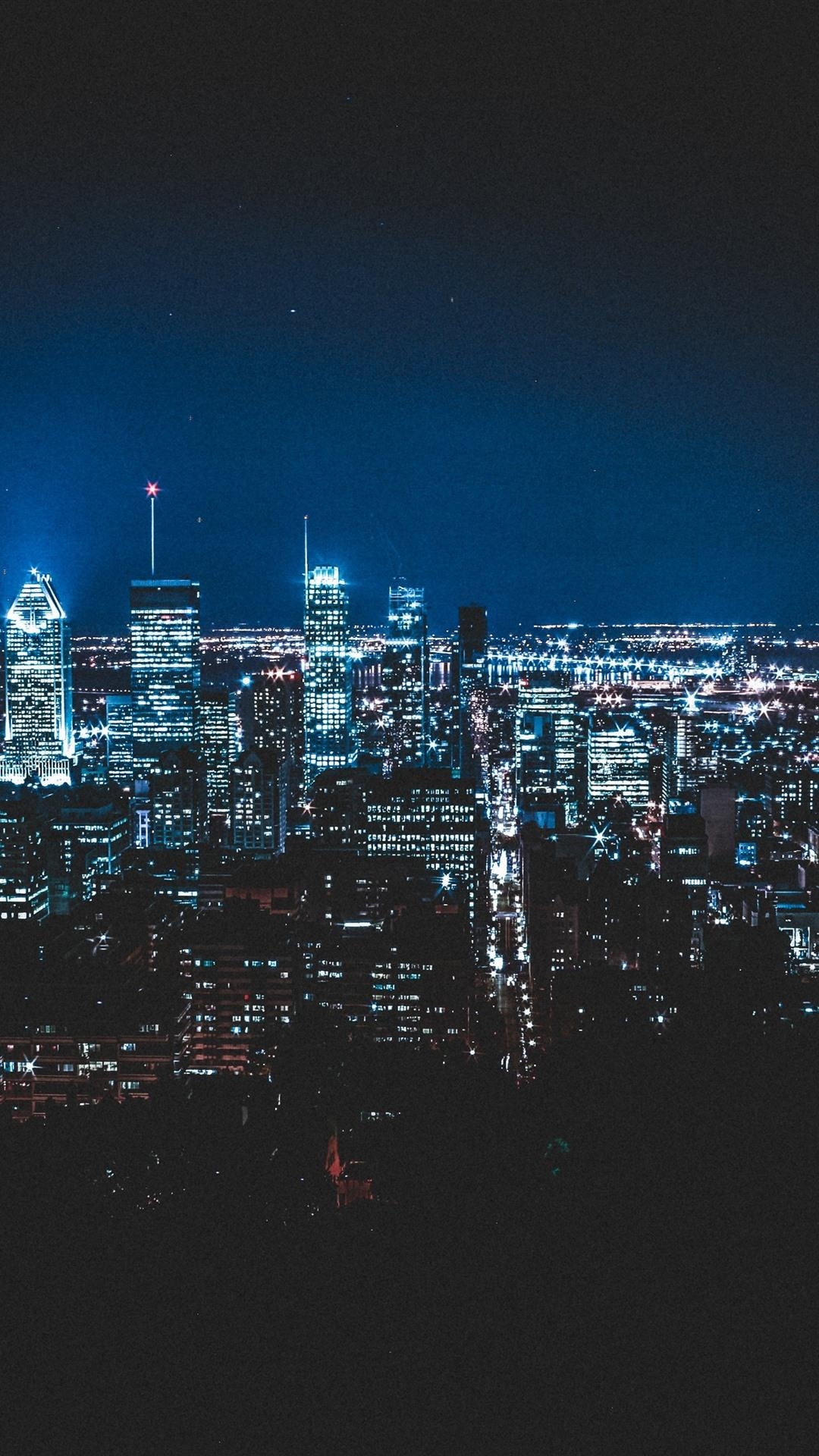 1080x1920 Wallpaper City at night, illumination, skyscrapers, Montreal, Phone