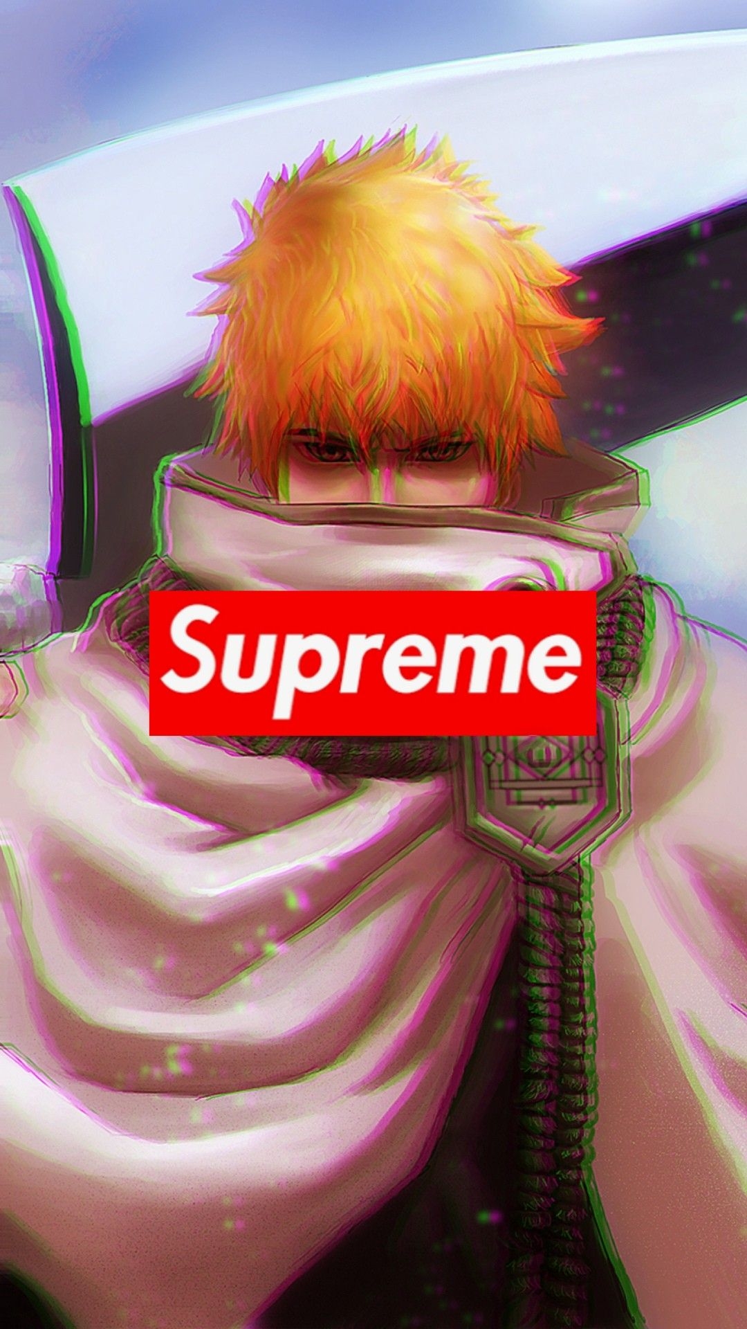 1080x1920 Ichigo Supreme. Bleach anime, Glitch art, Supreme, Phone