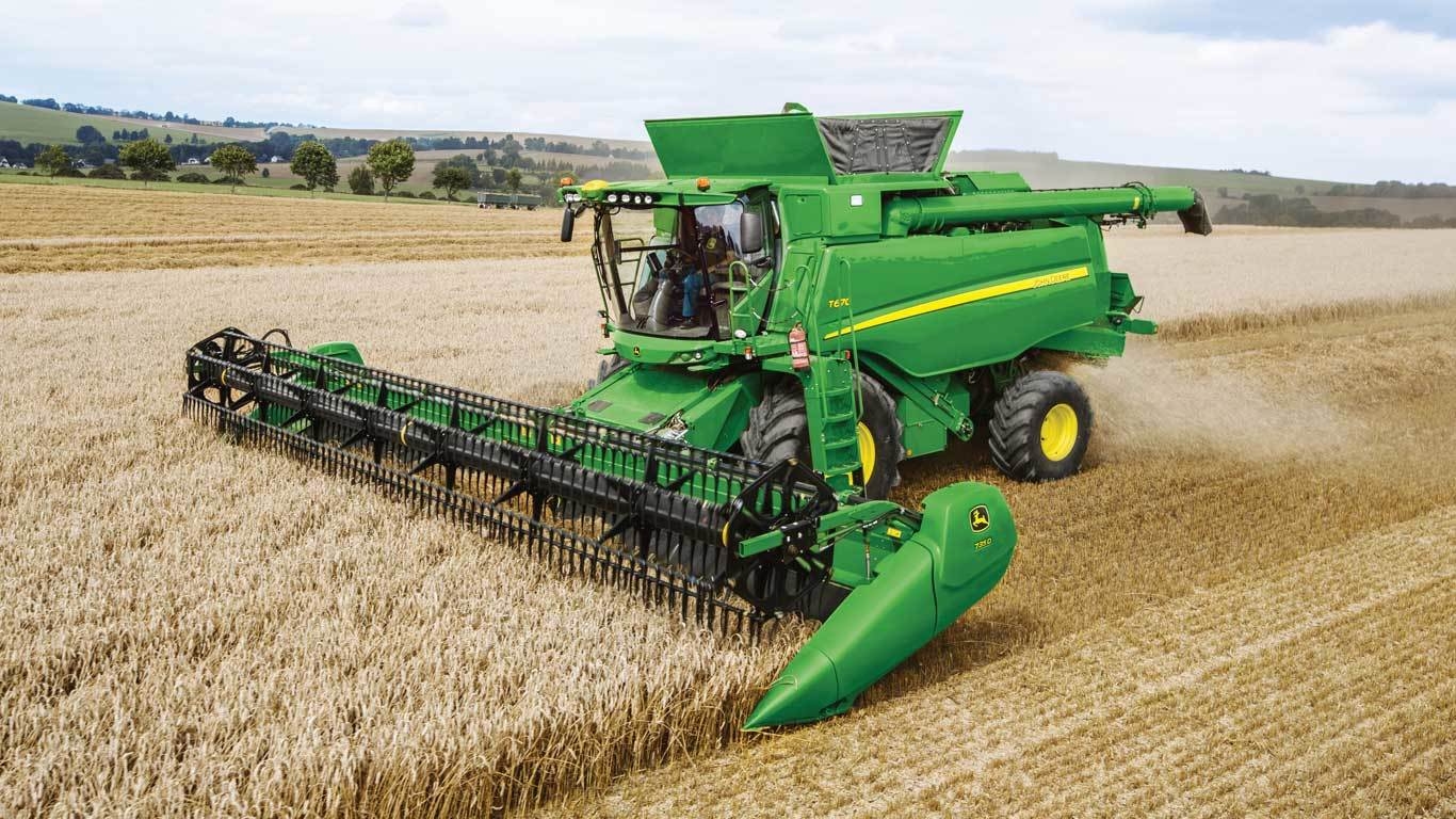 1370x770 Grain Harvesting. T670 Combine. John Deere US, Desktop