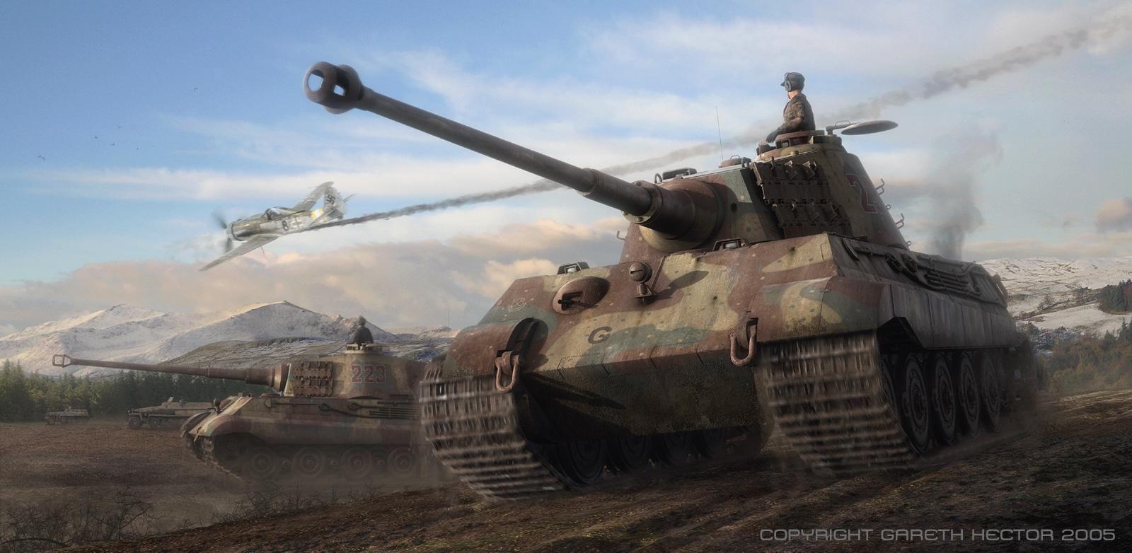 1600x790 King Tiger Tank Wallpaper, Dual Screen