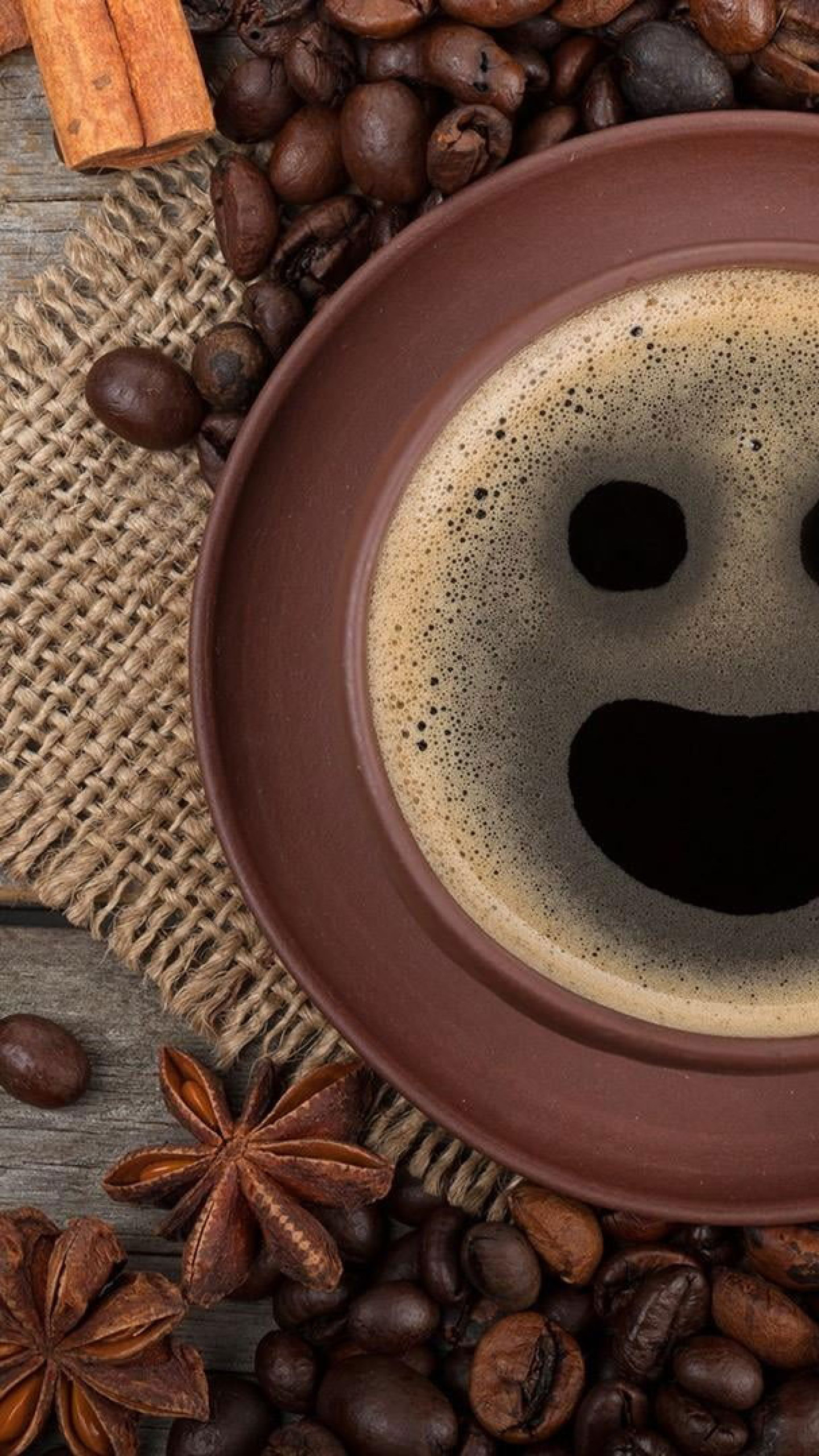 1440x2560 Wallpaper Coffee, Cup, Breakfast, Grain, Smiley, Chocolate • Wallpaper For You, Phone