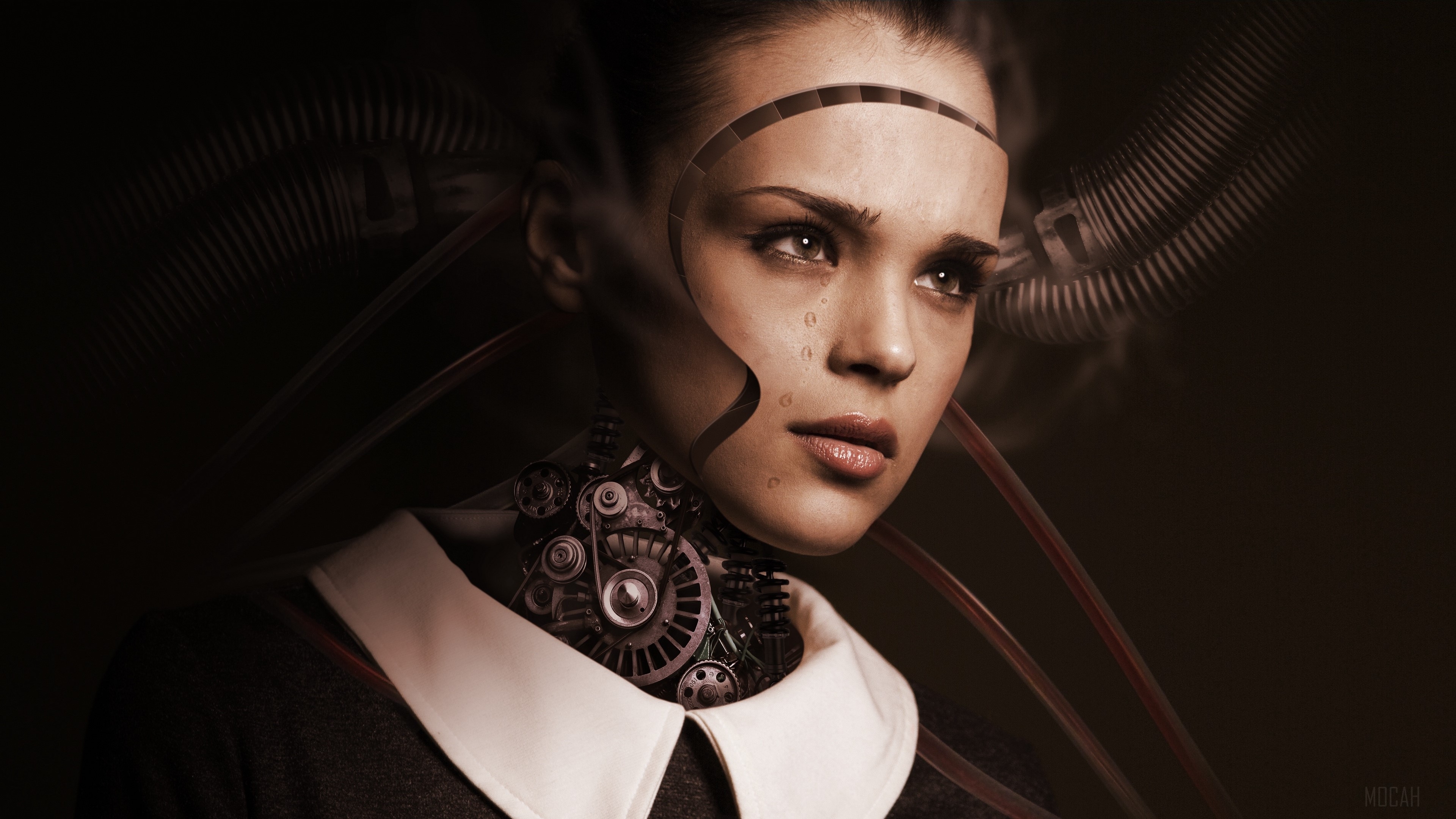 3840x2160 robot, girl, cyborg, future, sadness, tears, feelings, artificial intelligence 4k Gallery HD Wallpaper, Desktop