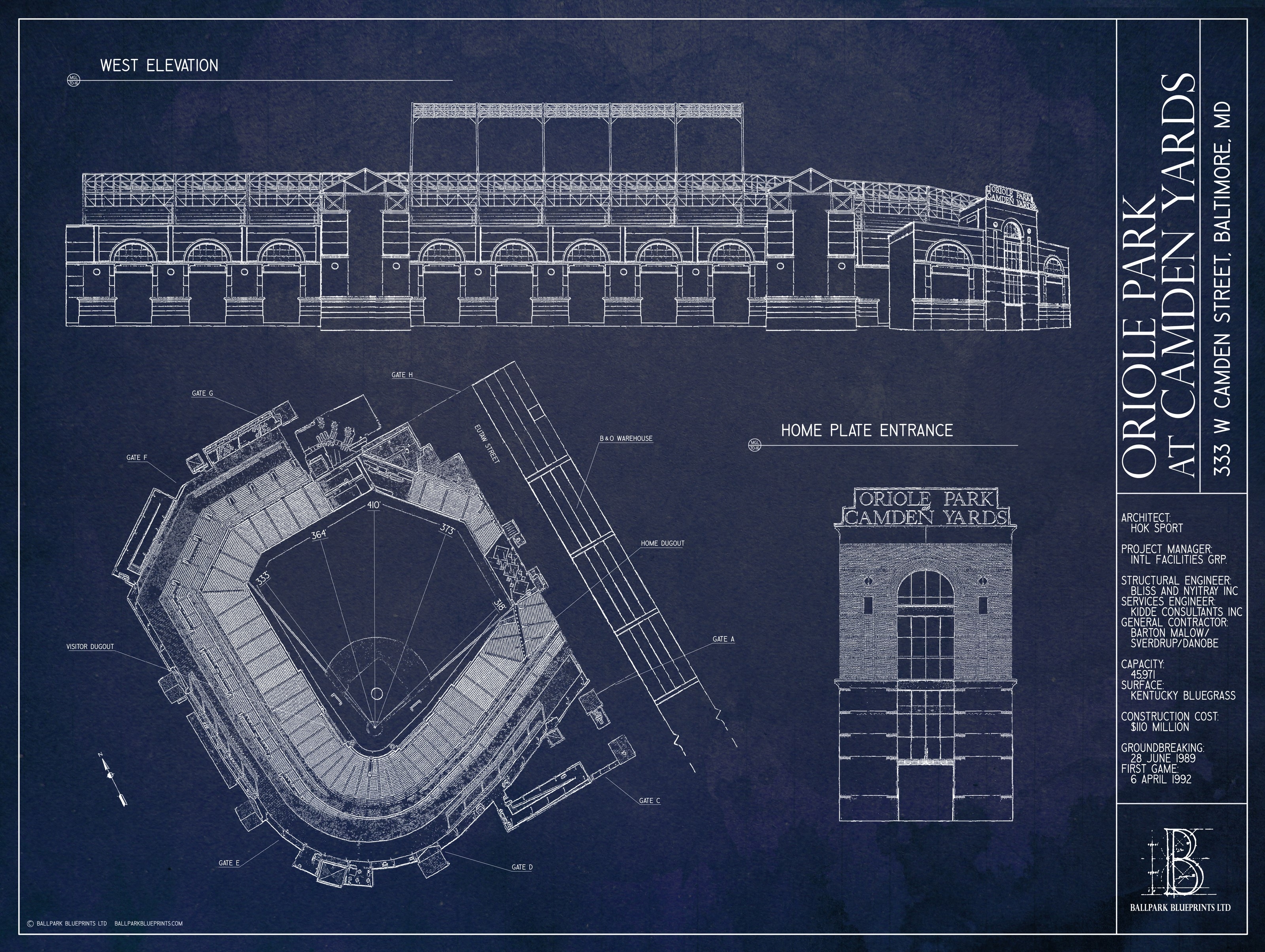 3200x2410 Oriole Park At Camden Yards Blueprint Mural Your Way, Desktop