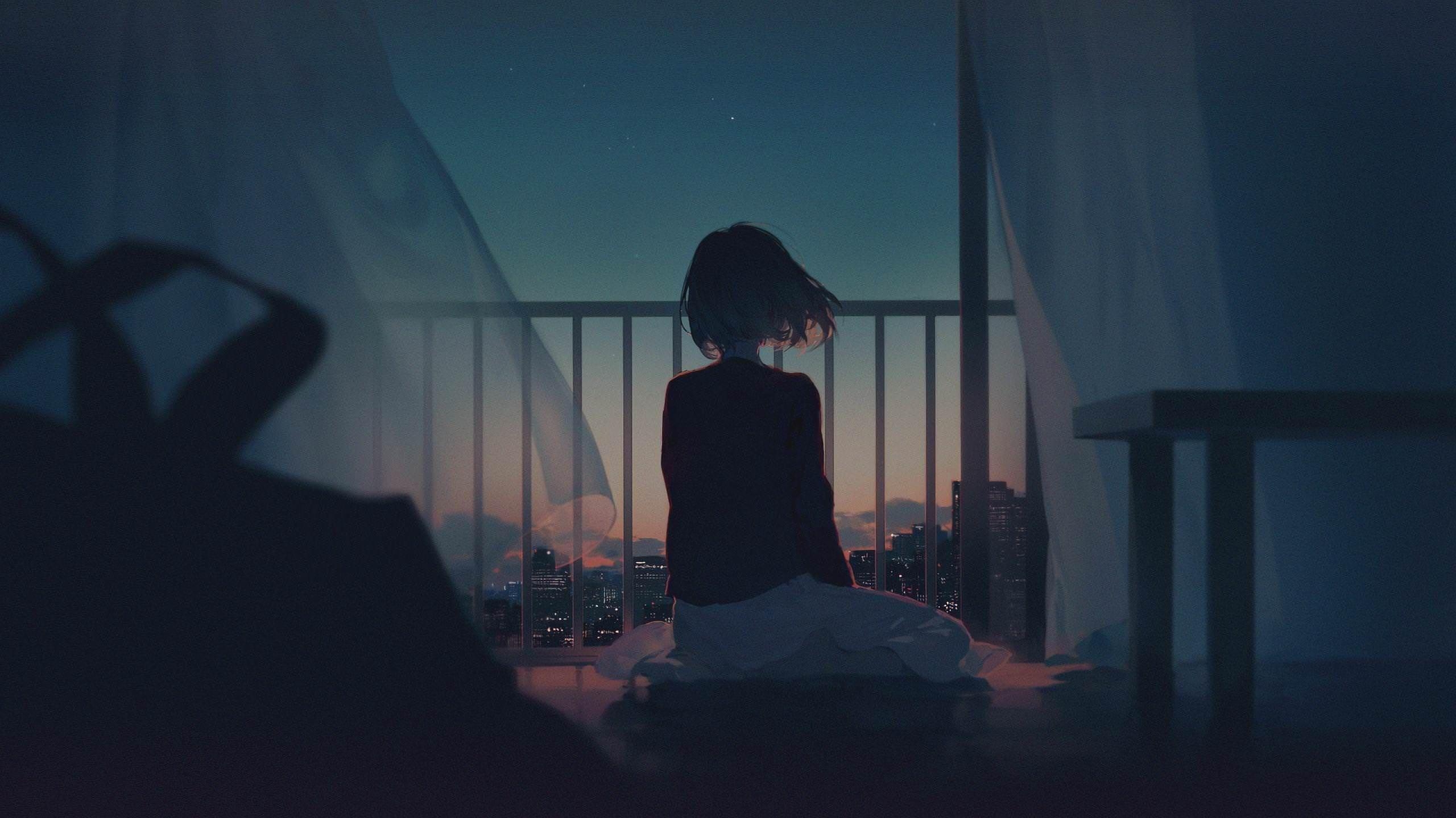 2560x1440 Alone []. Anime wallpaper 1920x Alone girl, Anime background, Desktop