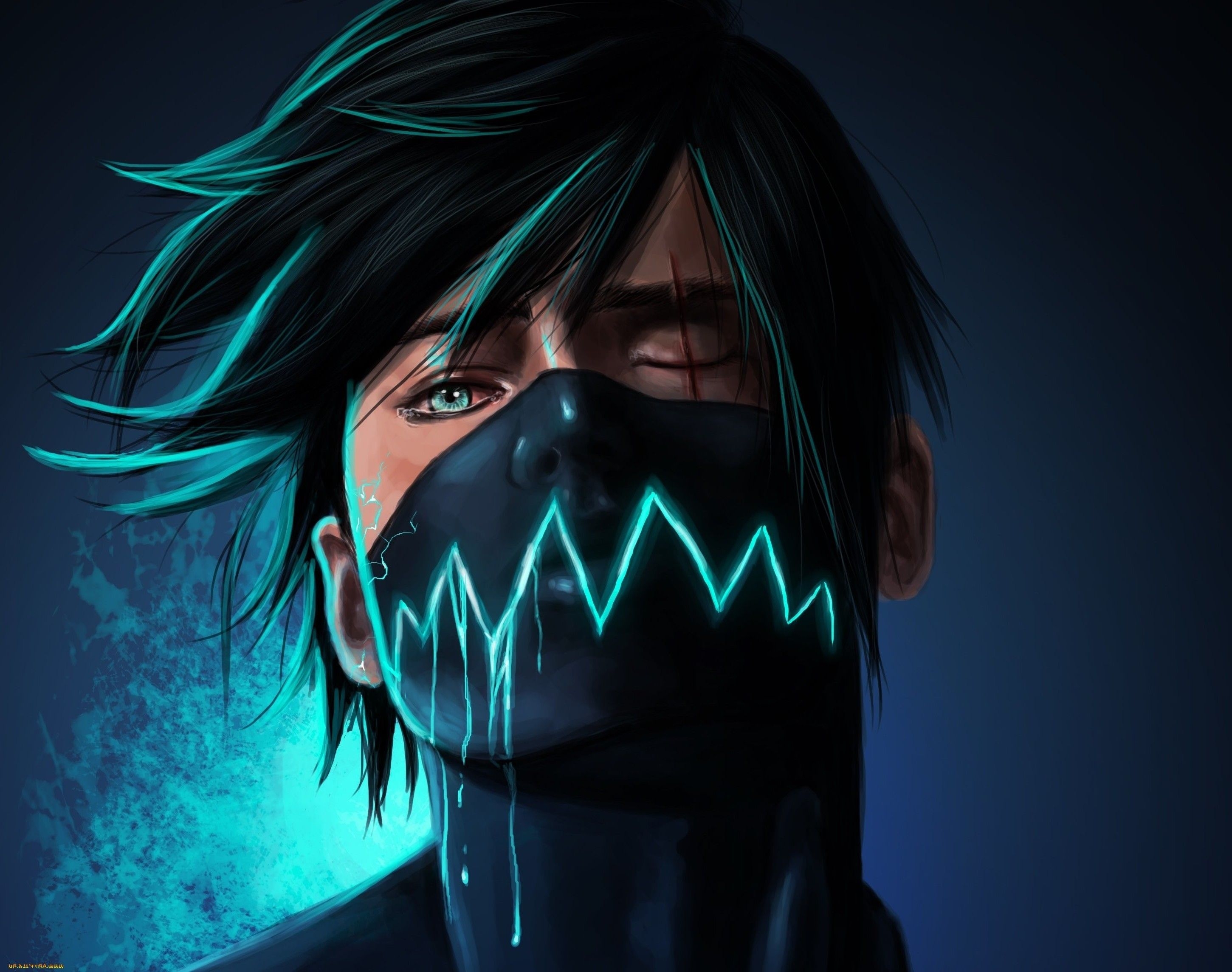 2910x2290 Download Anime Wallpaper HD Wallpaper Face Hair Mask for desktop or mobile device. Make you. Animated wallpaper for mobile, Gas mask art, Dark anime guys, Desktop