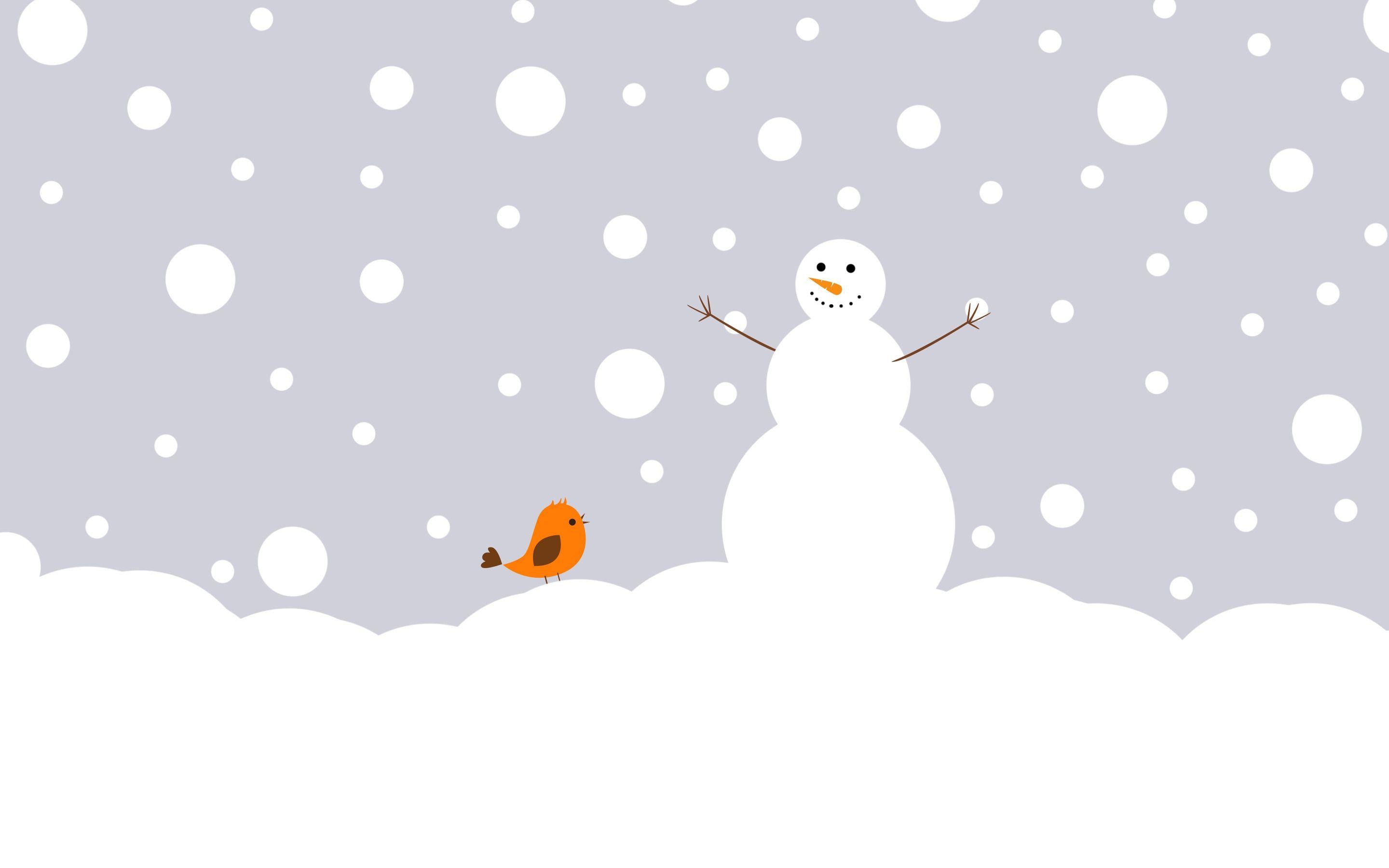 2880x1800 Snowman and bird Wallpaper #, Desktop