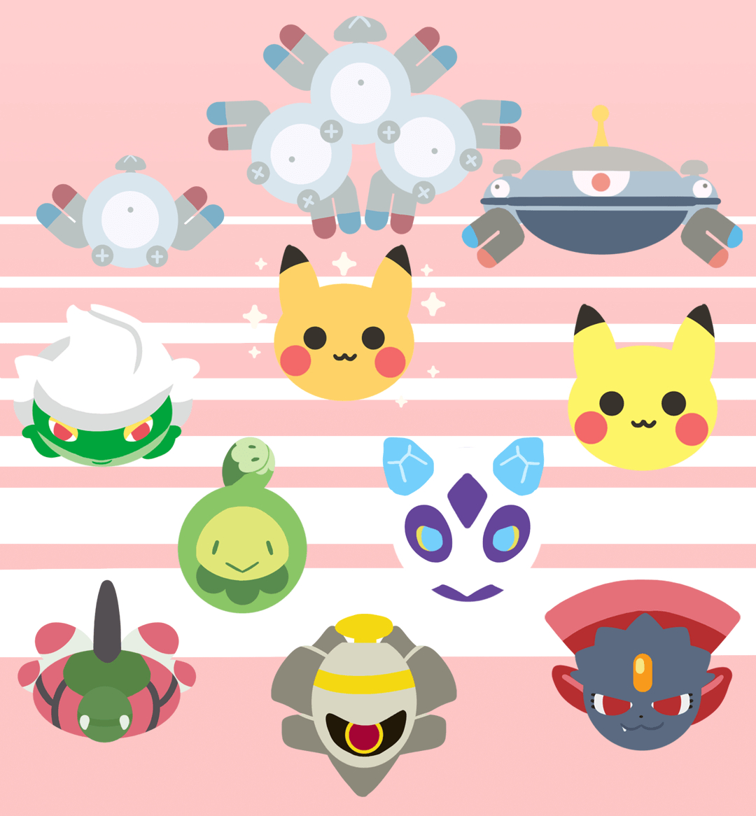 1080x1170 Magnemite, Magneton, Magnezone, Roserade, shiny Pikachu, normal, Phone