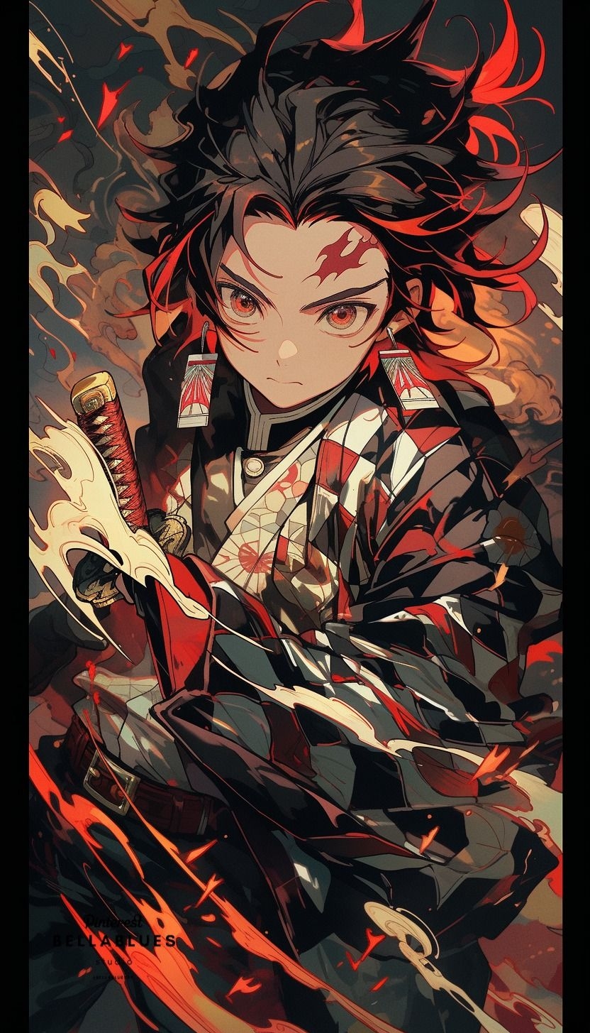 840x1460 Courageous Spirit: Striking Tanjiro Kamado Illustration from Demon Slayer Anime. Anime wallpaper, Slayer anime, Demon king anime, Phone