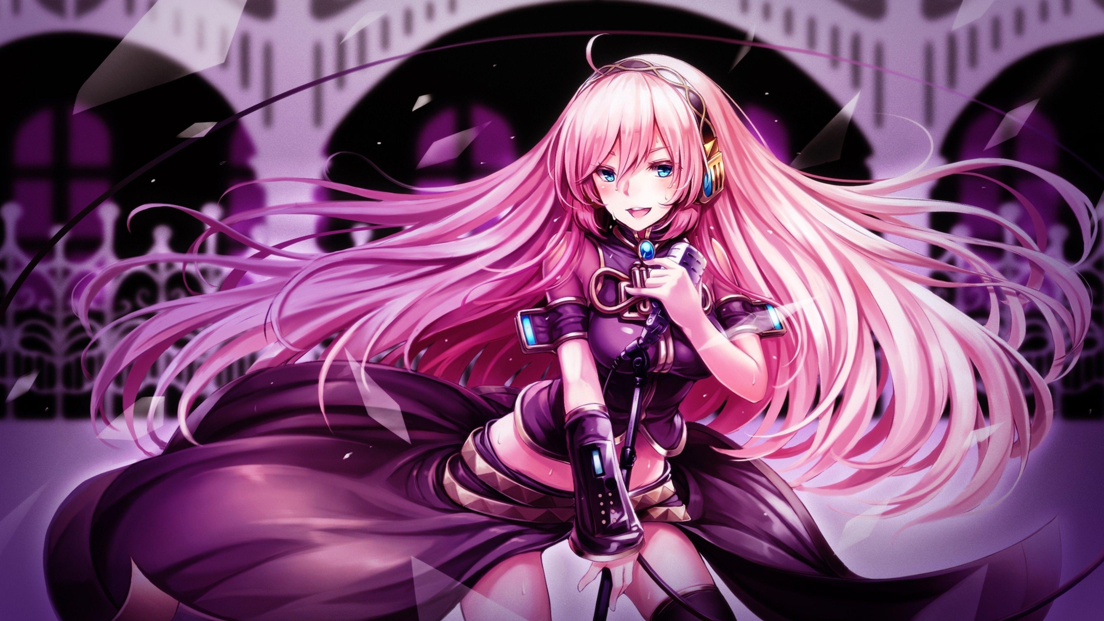 3840x2160 Download  Vocaloid, Luka Megurine, Mic, Singing, Desktop