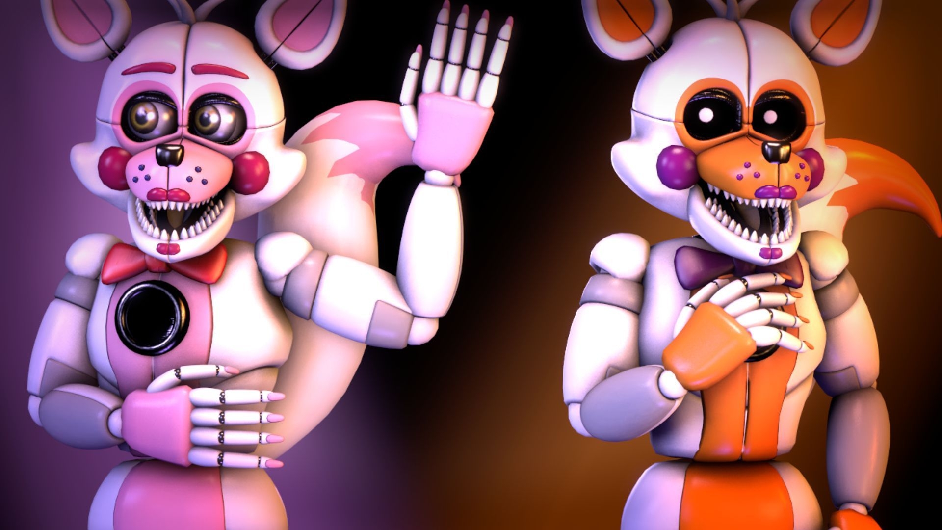 1920x1080 funtime_foxy___lolbit_by_katkacze- (1920×1080). Funtime foxy, Fnaf wallpaper, Fnaf foxy, Desktop