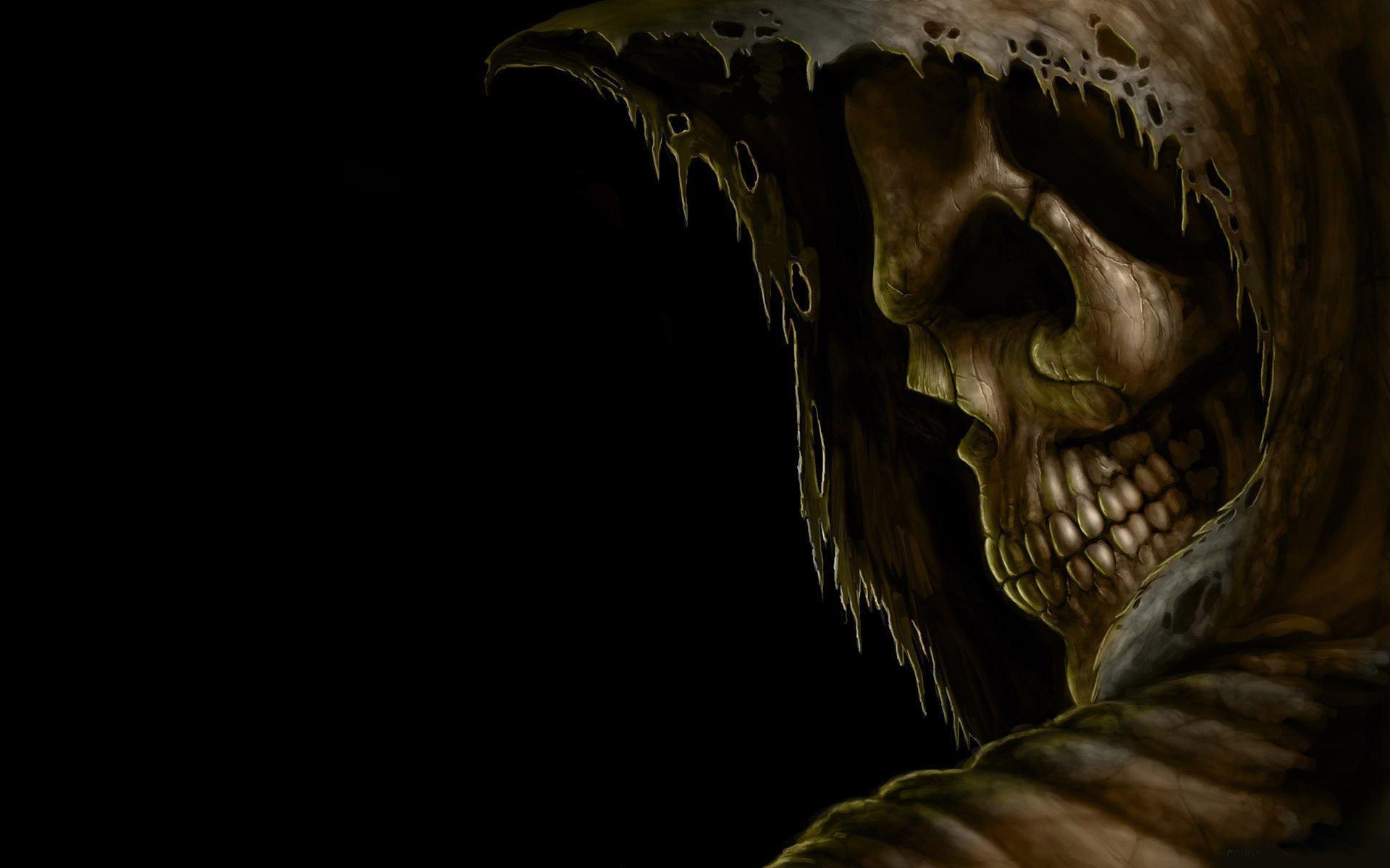 1920x1200 Grim reaper death dark skull hood eyes evil scary spooky creepy teeth black halloween wallpaperx1200, Desktop