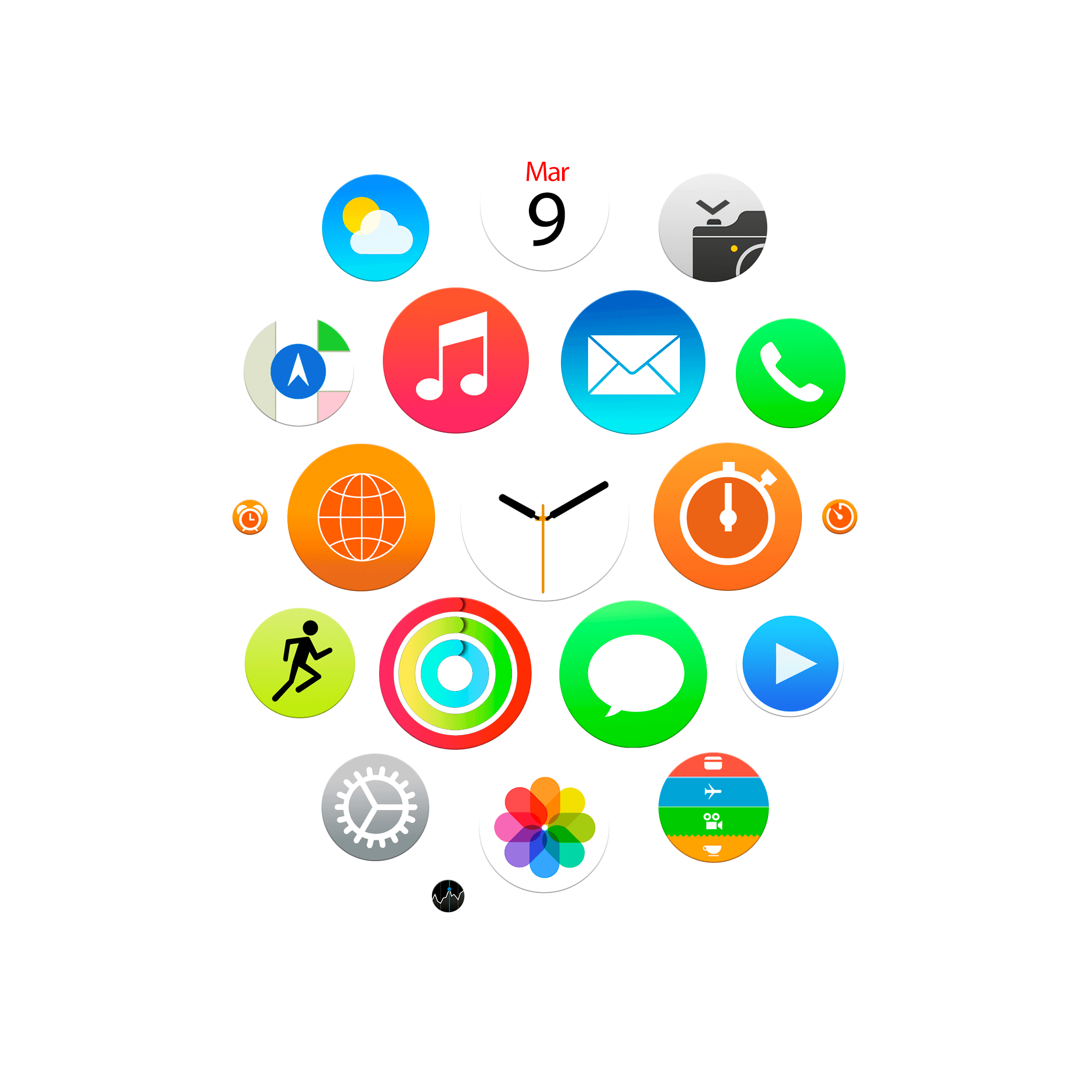 2050x2050 Apple Watch app icons wallpaper for iPhone, iPad, and desktop, Phone