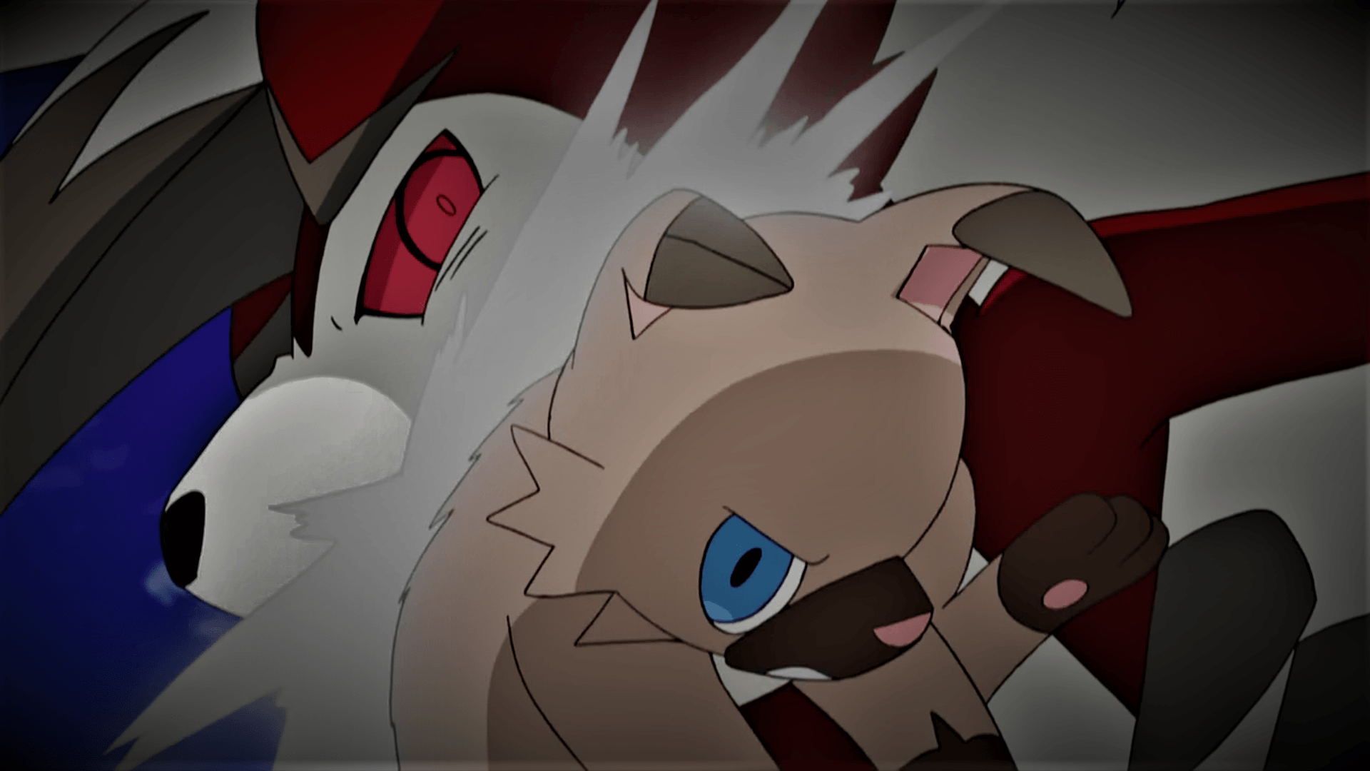 1920x1080 Rockruff battling Lycanroc (Midnight Form), Desktop