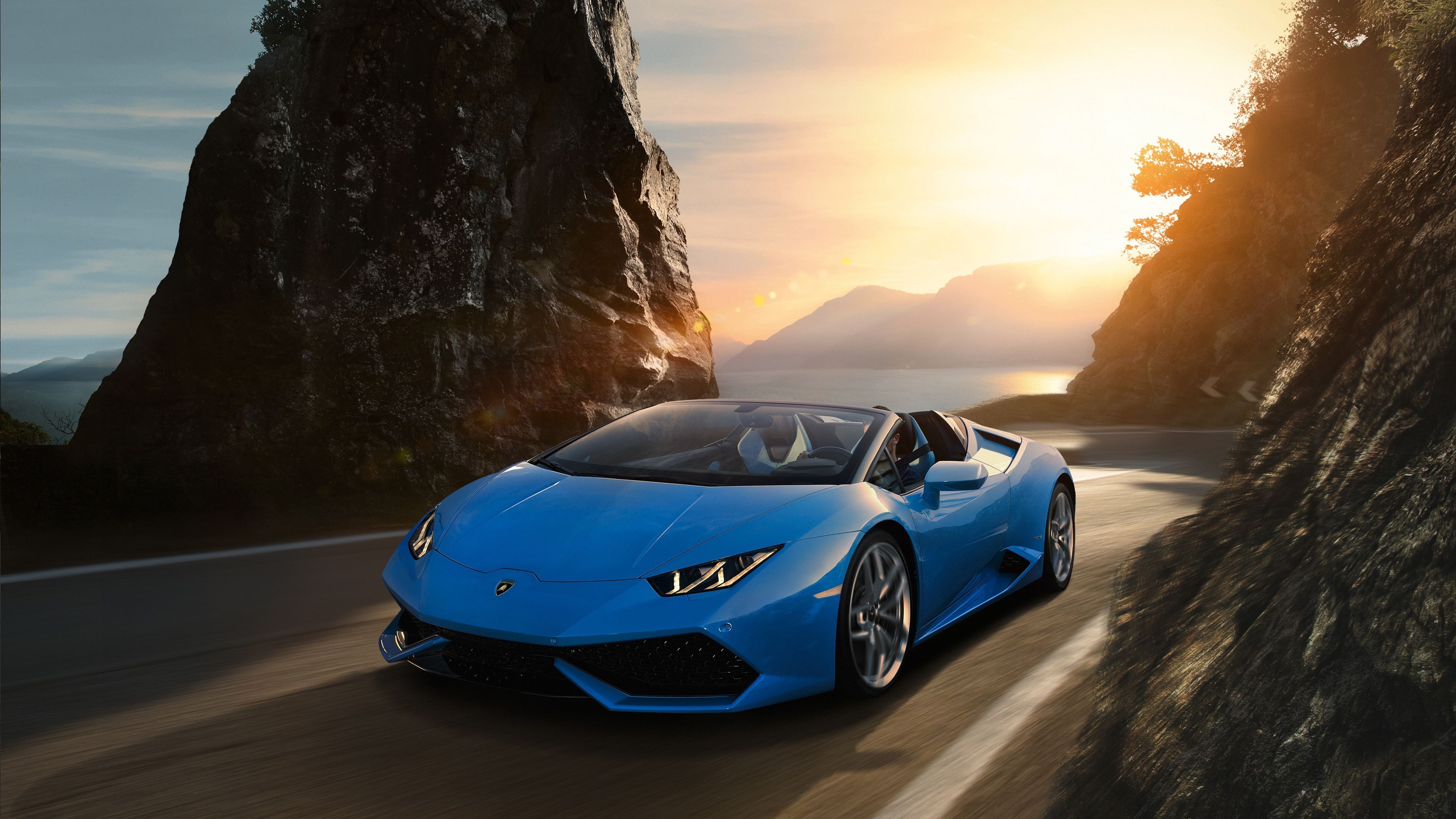 3840x2160 Blue Wallpaper Lamborghini Huracan, Desktop