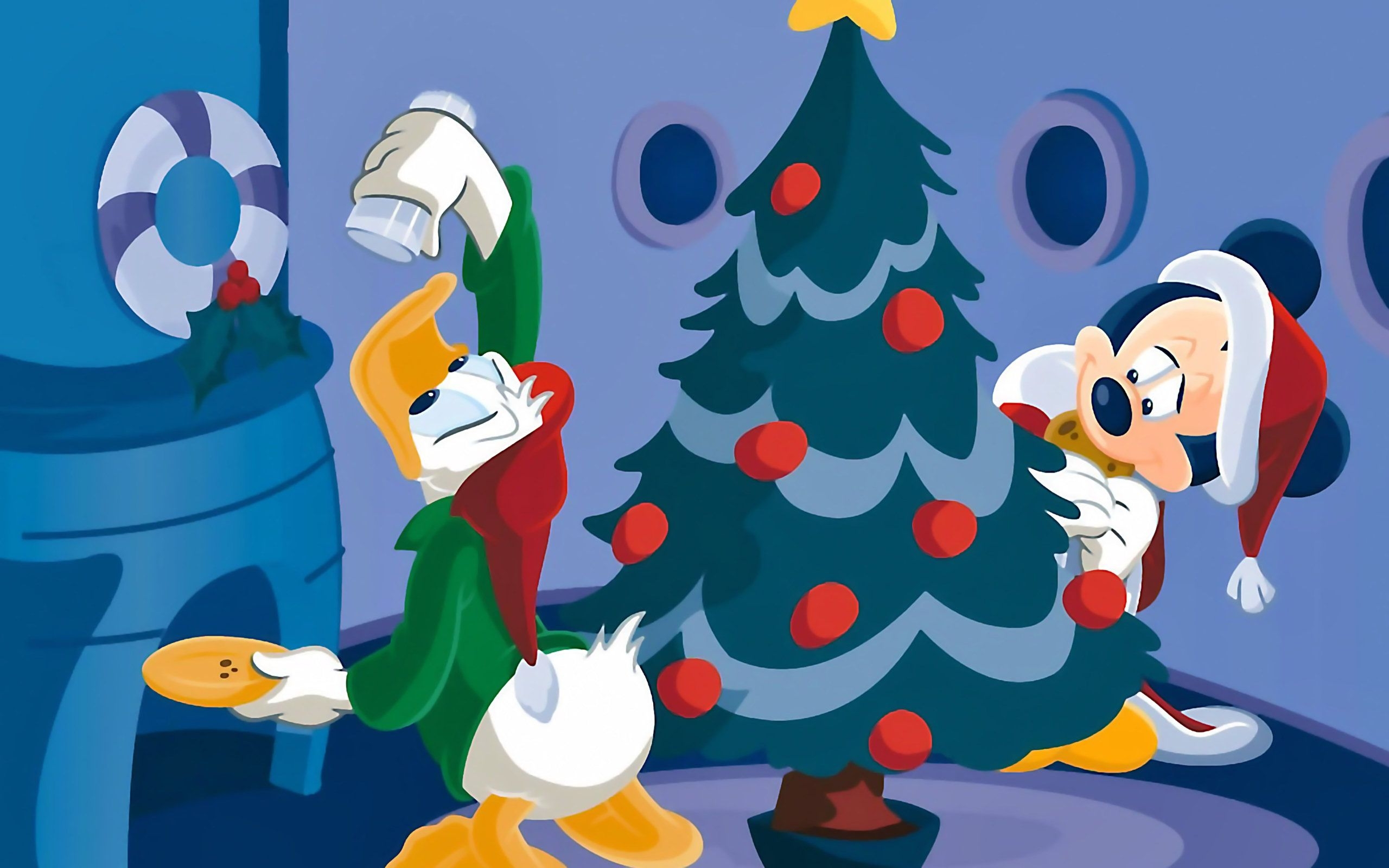 2560x1600 Disney Characters Decorating A Tree Christmas Wallpaper Cartoon Christmas Tree, Desktop