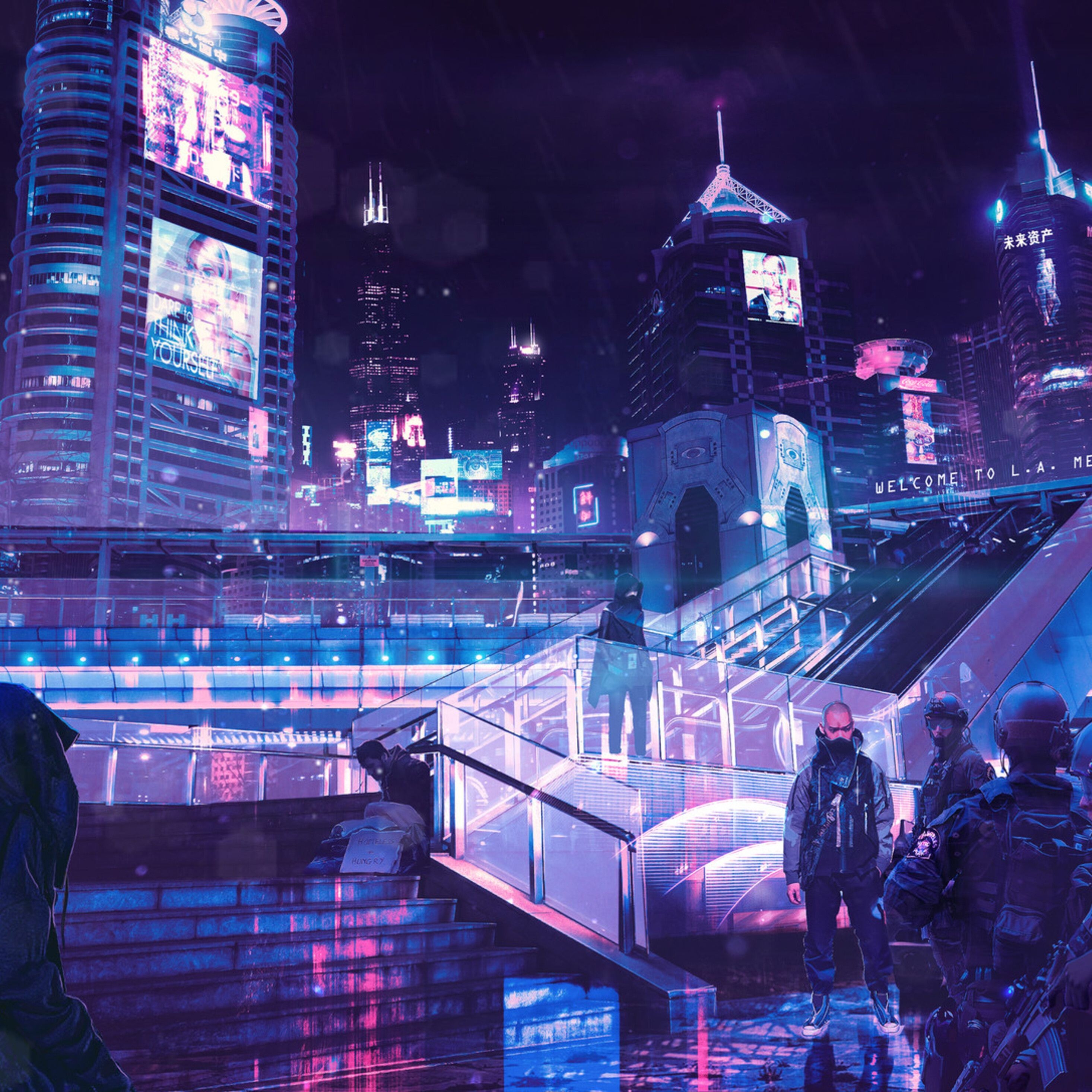 2940x2940 Cyberpunk Neon City iPad Pro Retina Display HD 4k Wallpaper, Image, Background, Photo and Picture, Phone