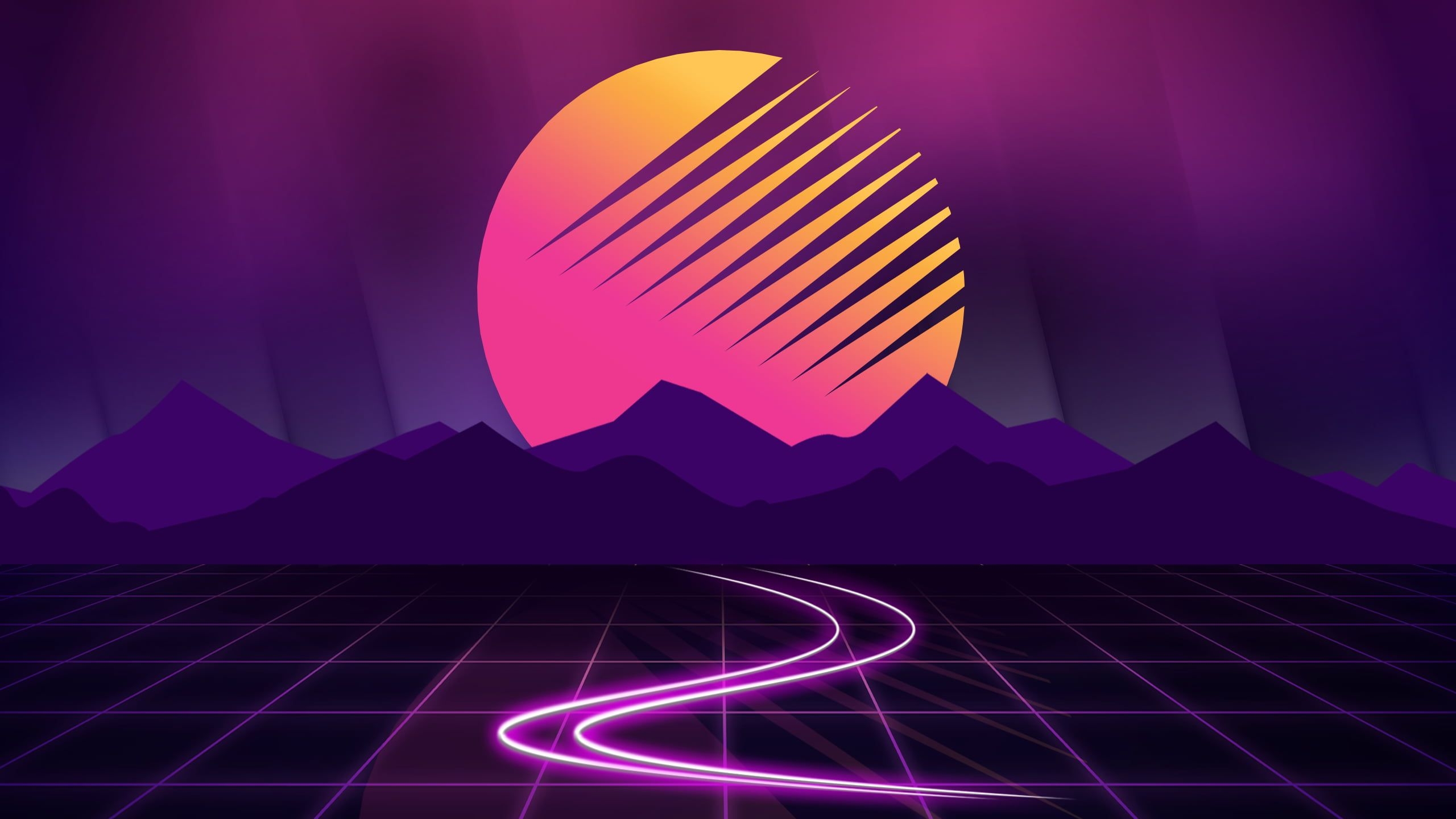 2560x1440 Free download White and pink LED light Retrowave retrowave, Desktop