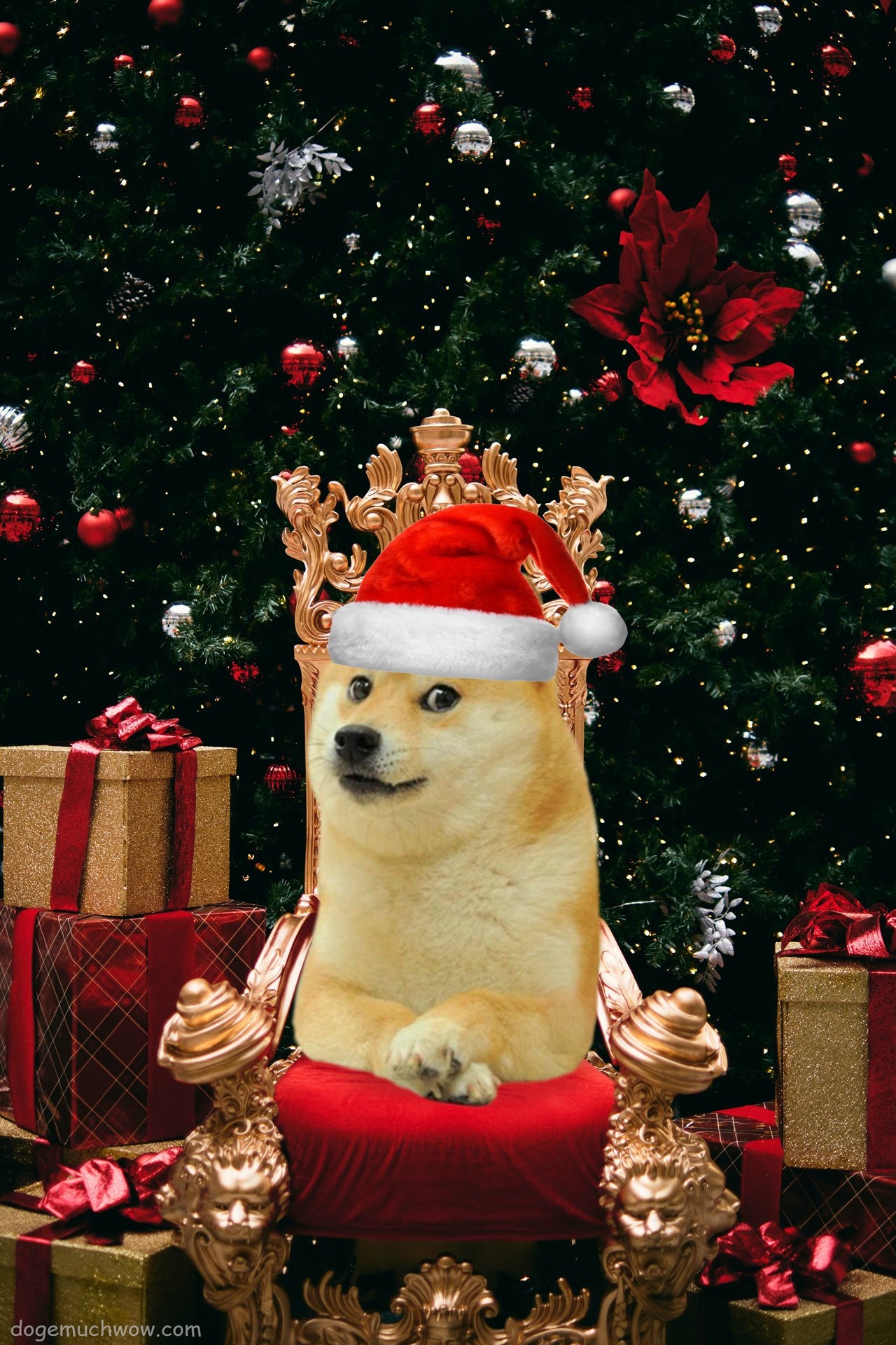 1280x1920 Christmas Themed Doge Wallpaper, Phone