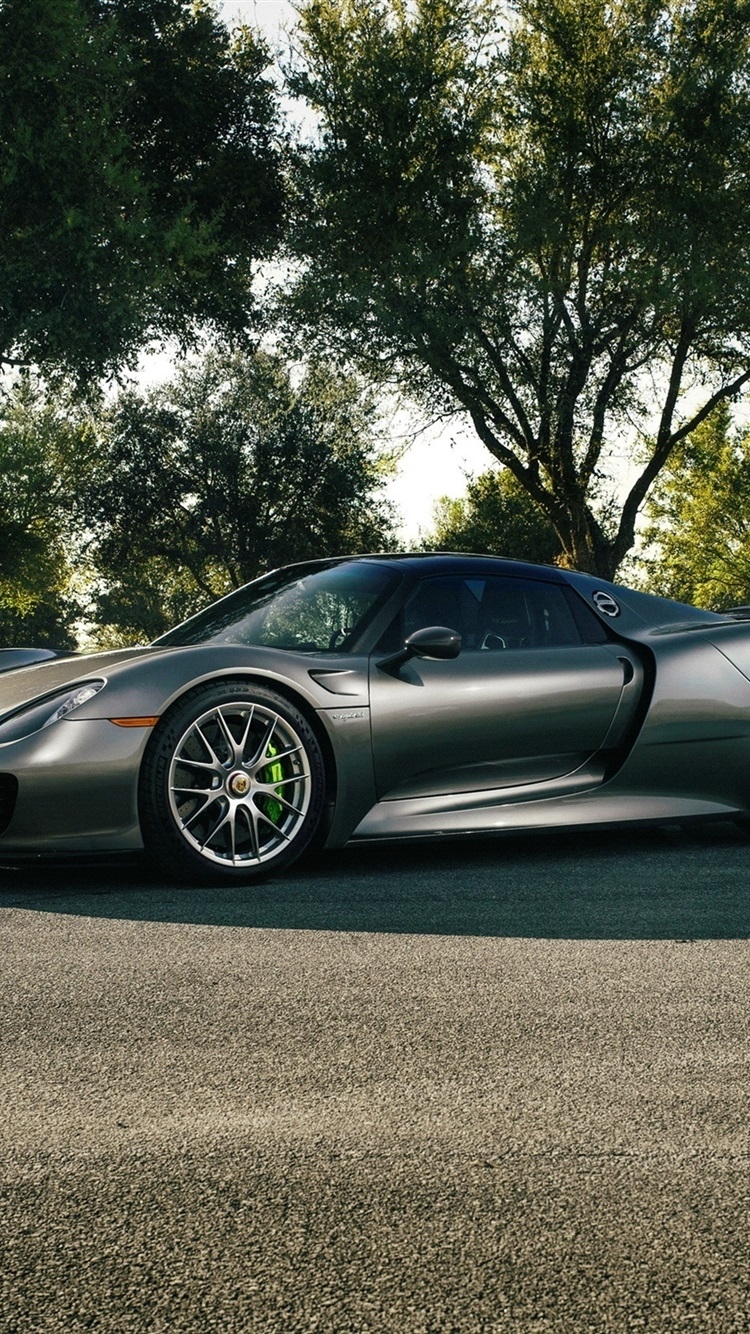 750x1340 Porsche 918 Spyder Silvery Supercar, Road, Trees  IPhone 8 7 6 6S Wallpaper, Background, Picture, Image, Phone