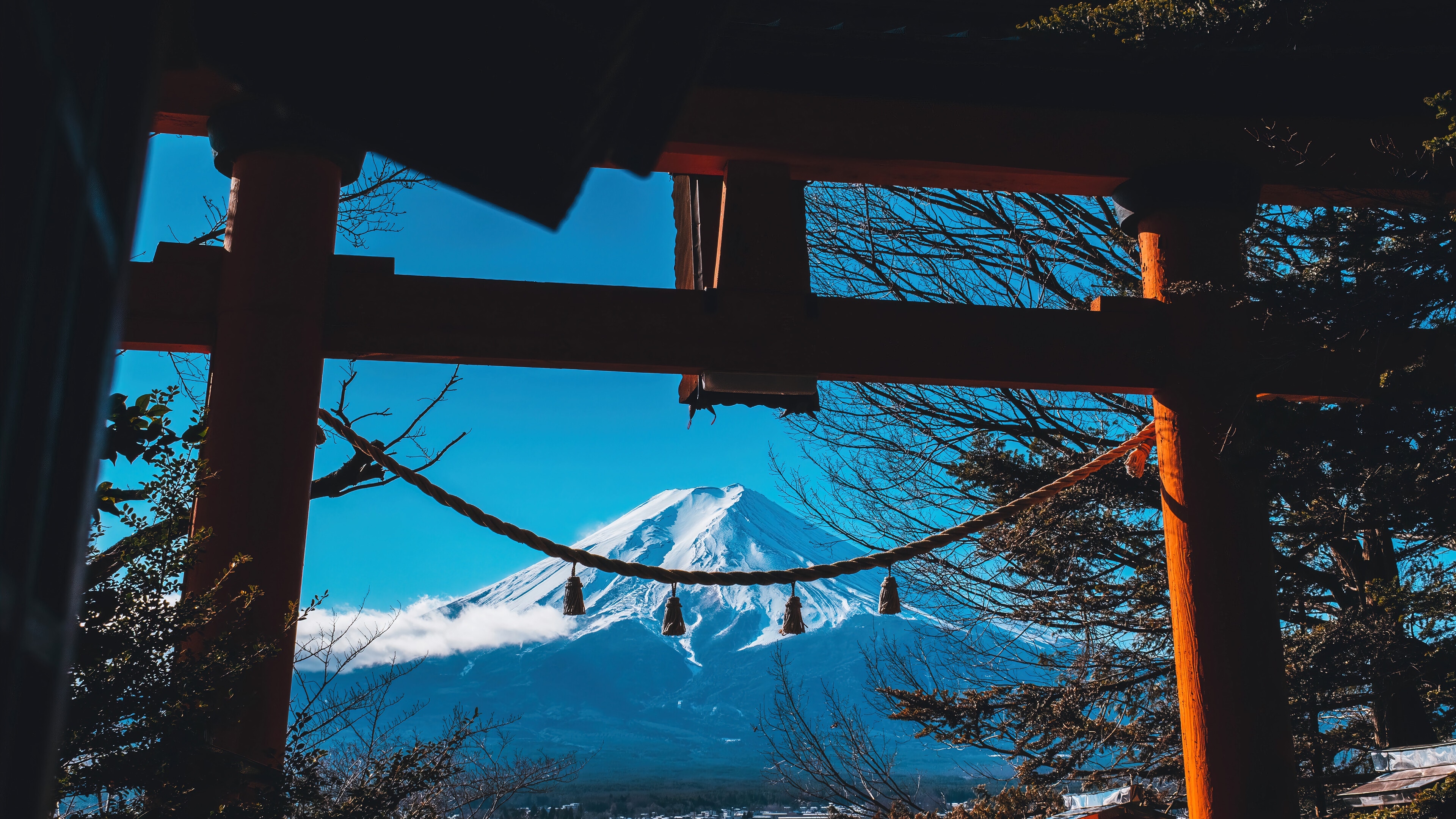 3840x2160 mountain, japanese, shrine, gate, scenery, 4k, pc Gallery HD Wallpaper, Desktop