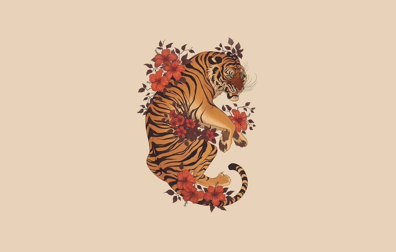 1340x850 Minimalist Tiger Wallpaper Free Minimalist Tiger Background, Desktop