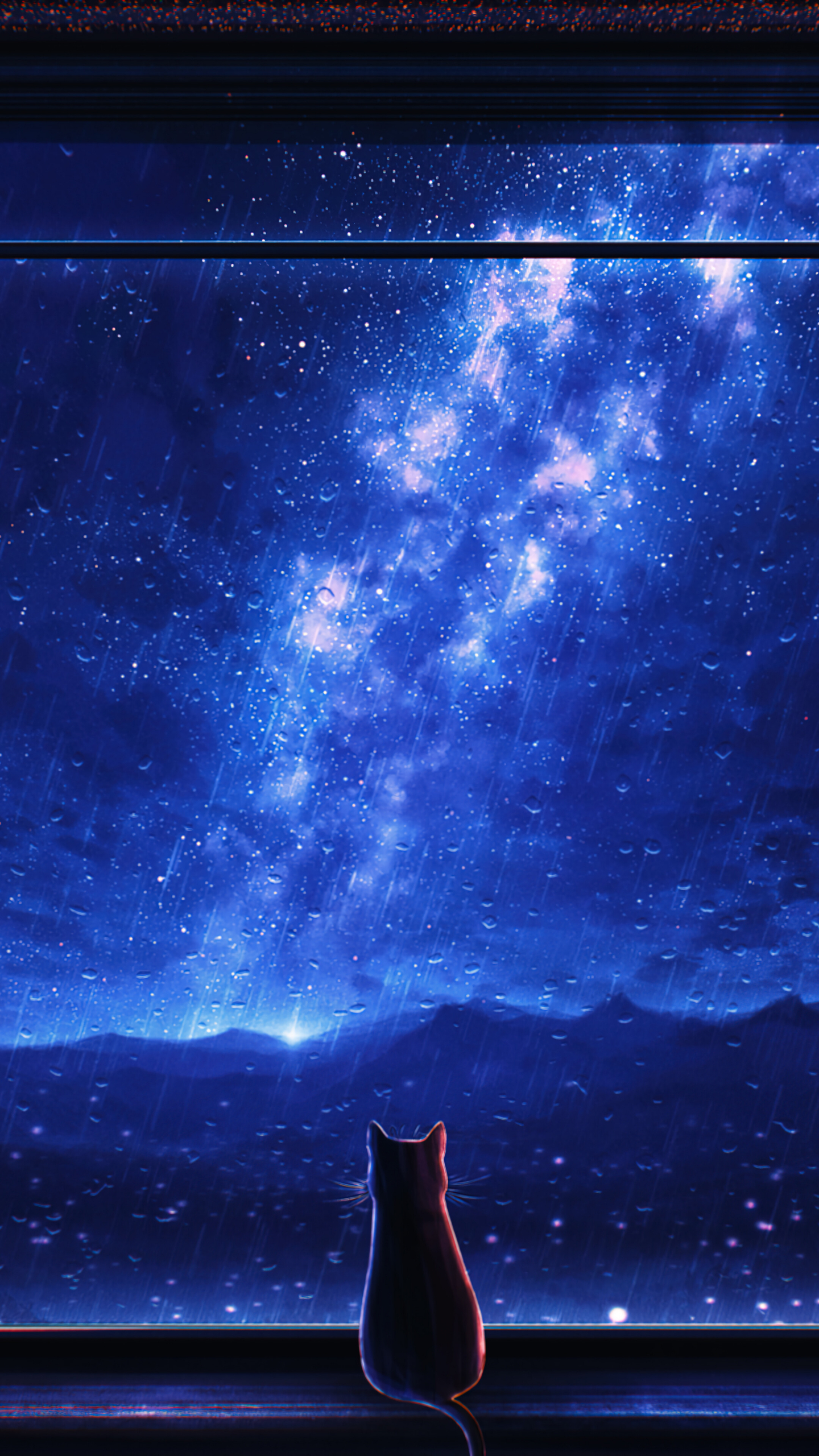 1440x2560 Free download Stargazing Cat Starry Stars Night Sky Anime Art HD 4K Wallpaper [2160x3840] for your Desktop, Mobile & Tablet. Explore Night Sky Anime Desktop Wallpaper. Wallpaper Night Sky, Phone