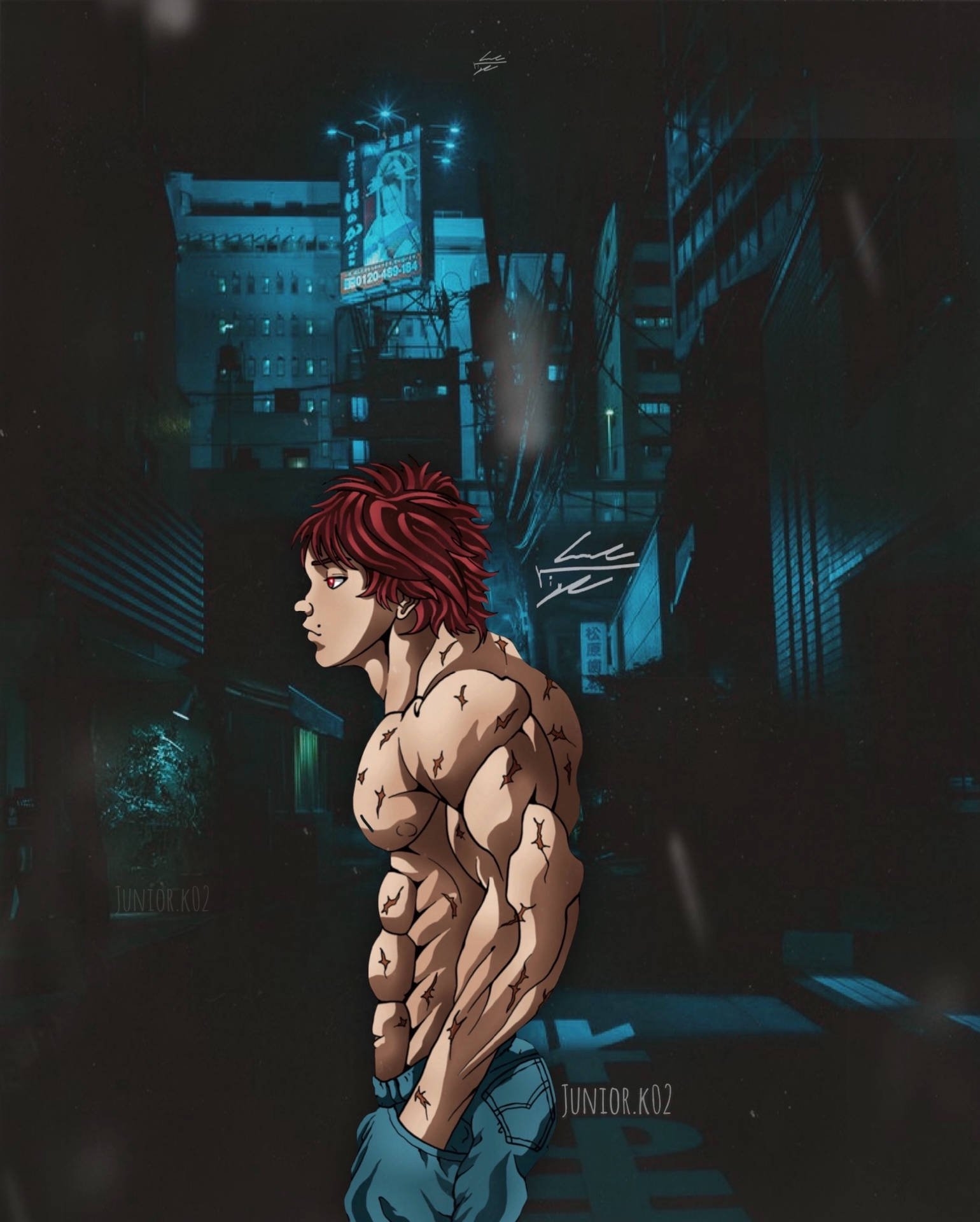 1540x1920 Download Aesthetic Baki Hanma In Street Wallpaper, Phone