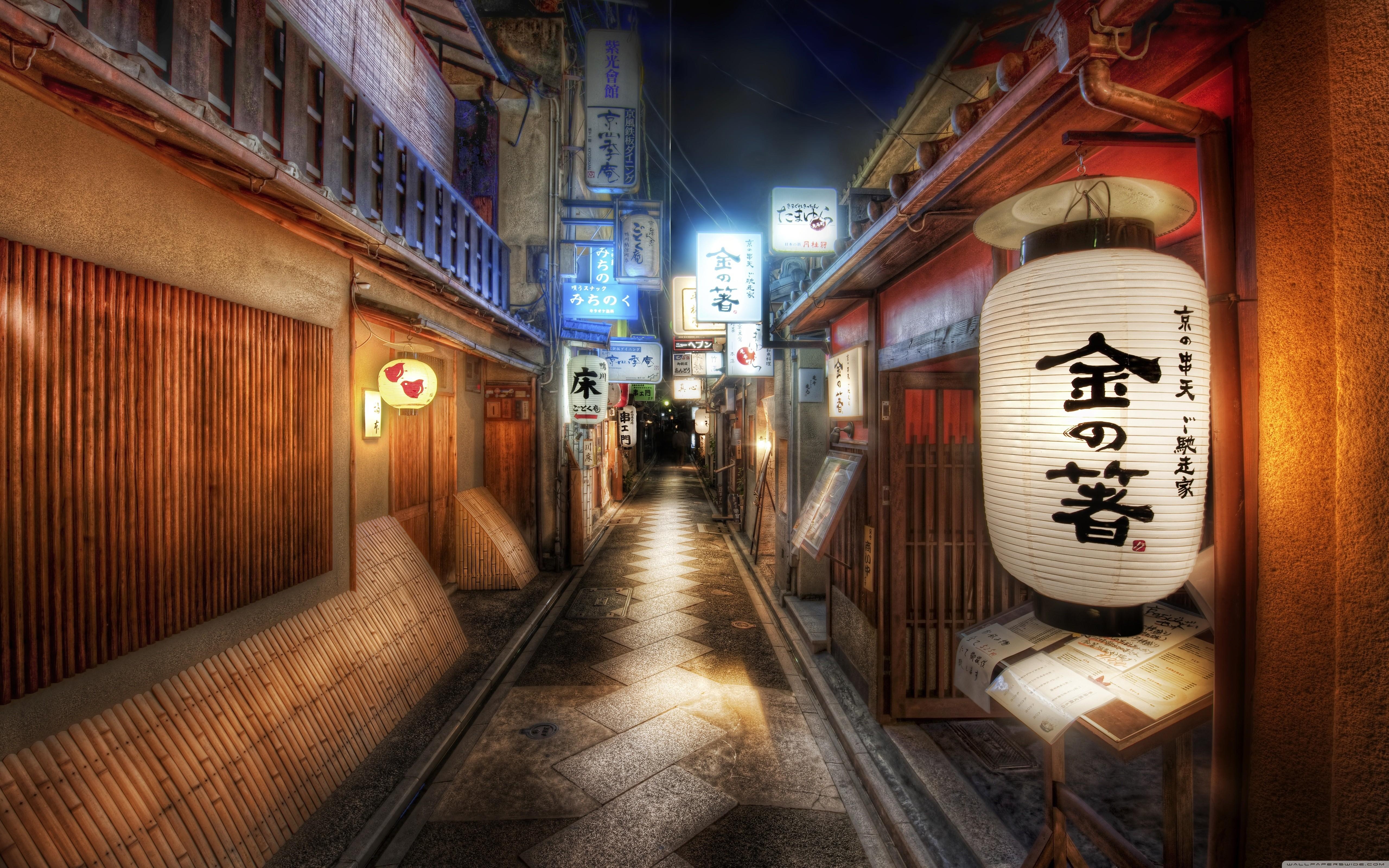 5120x3200 Cityscape, Anime, Architecture, Building, Japanese, HDR, Night, Lights, Bamboo, Clouds, Japan, City, Street Wallpaper HD / Desktop and Mobile Background, Desktop