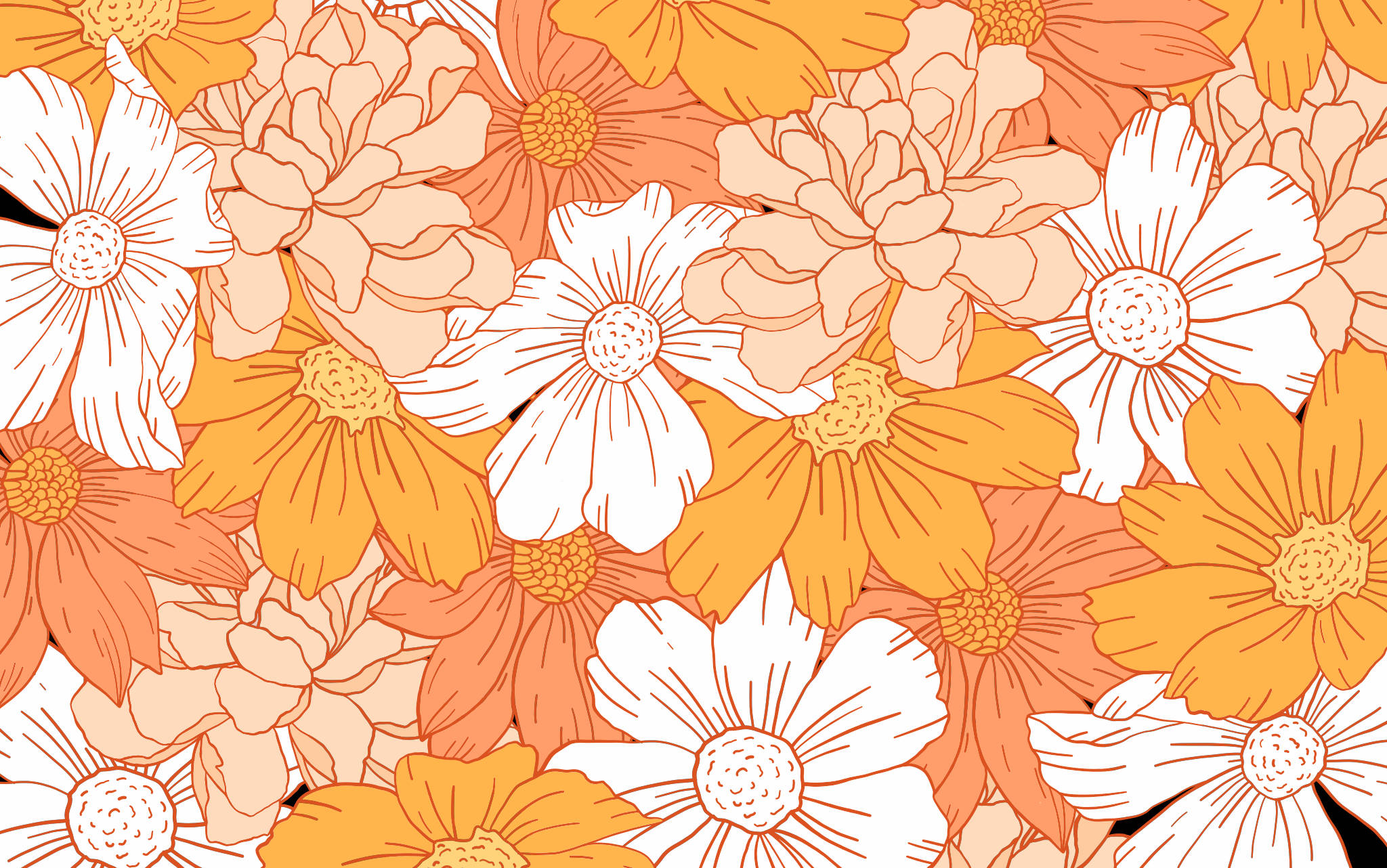 2050x1290 Download Floral Orange Pastel Aesthetic Tumblr Laptop Wallpaper, Desktop