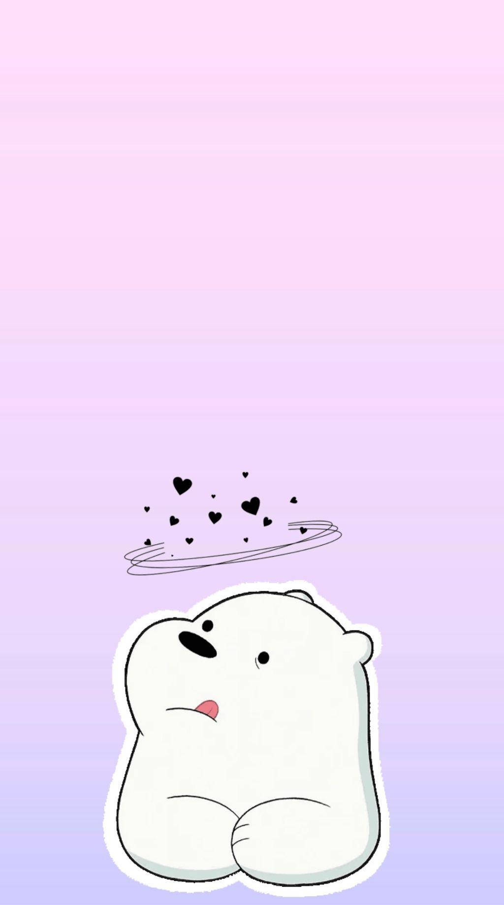 1030x1840 Download Ice Bear We Bare Bears Black Hearts Purple Aesthetic Wallpaper, Phone